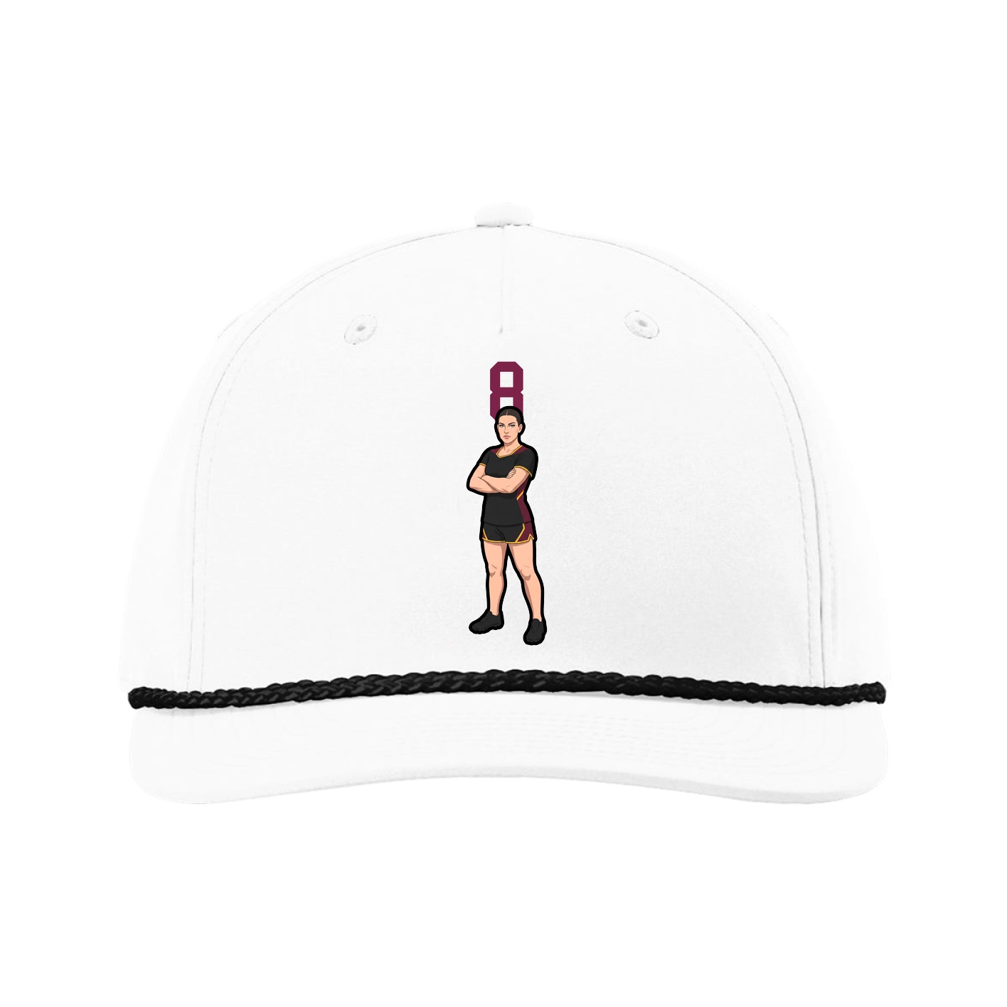Five-Panel Classic Rope Cap — Number Top in White