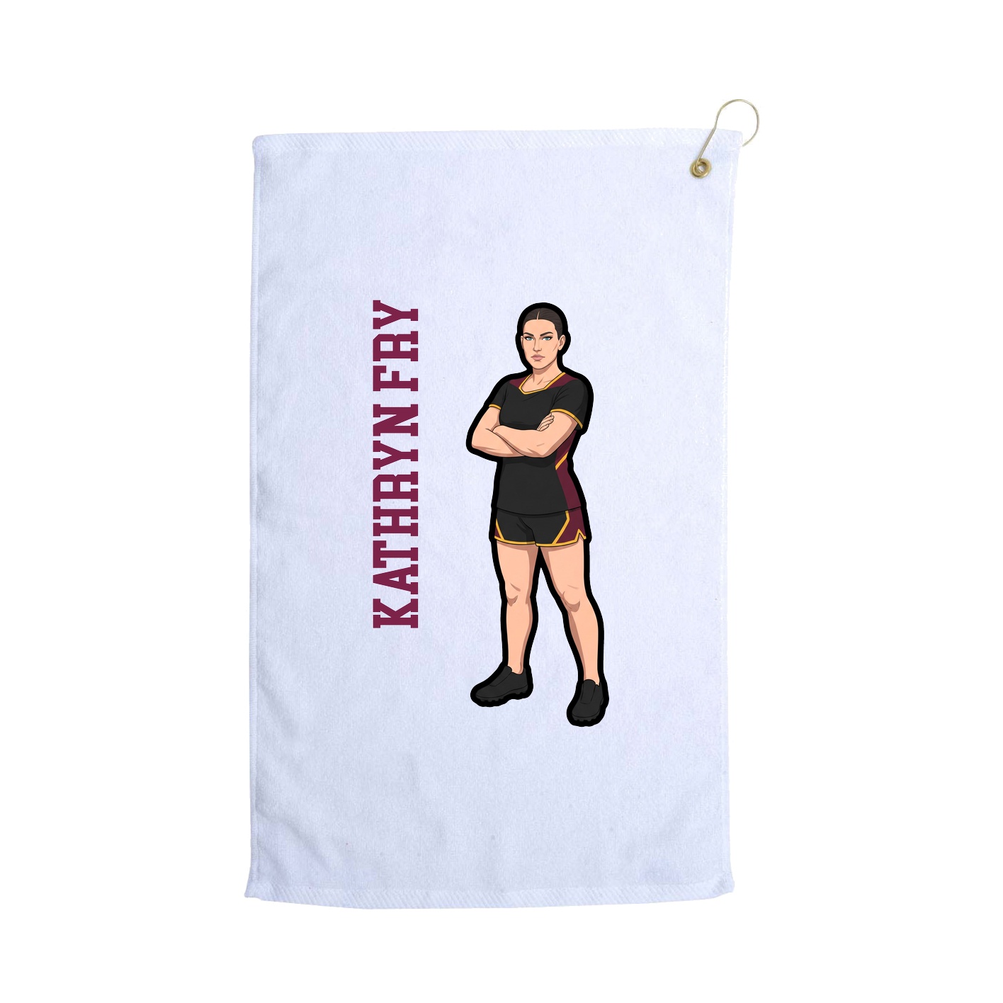 Golf Towel — Name Vertical in White