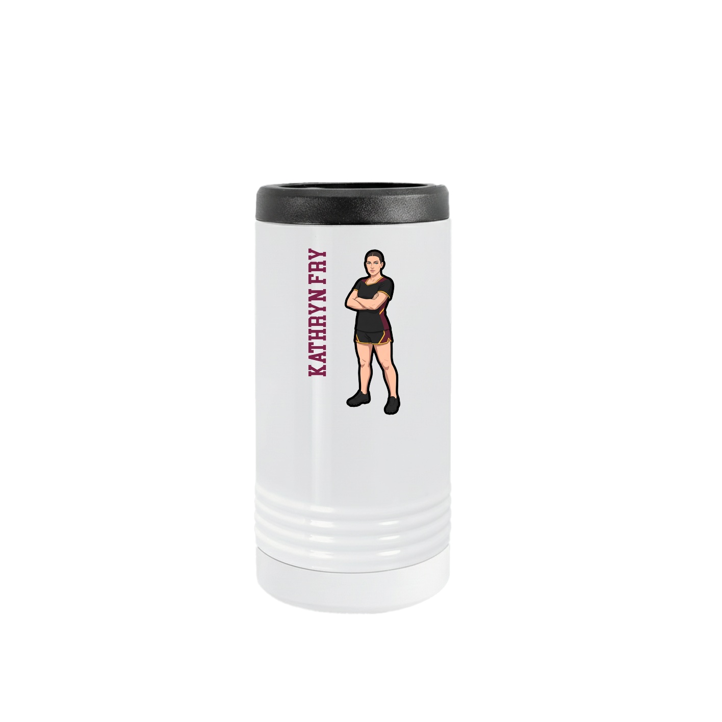 Slim Beverage Holder — Name Vertical in White