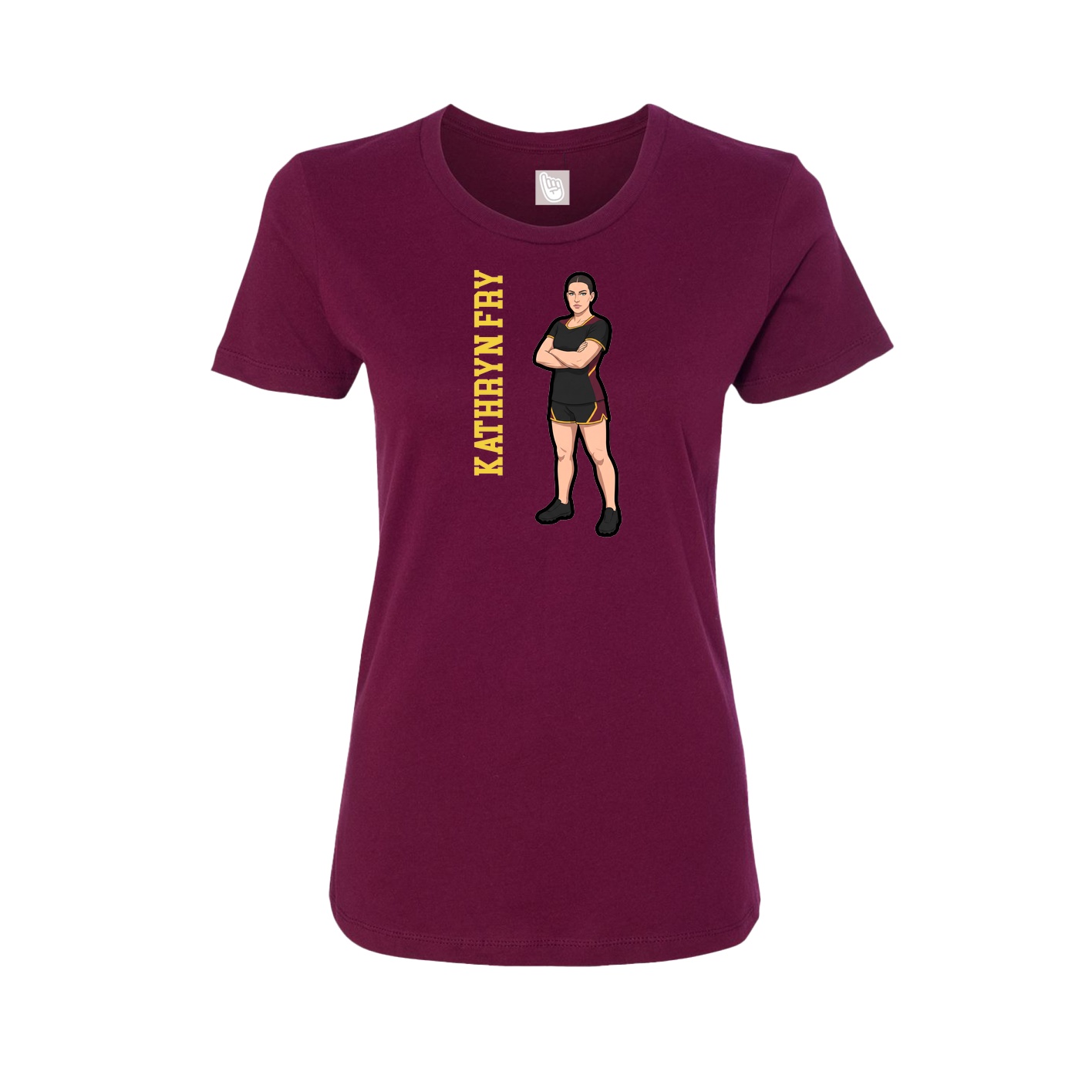 Womens Tee — Name Vertical in Maroon