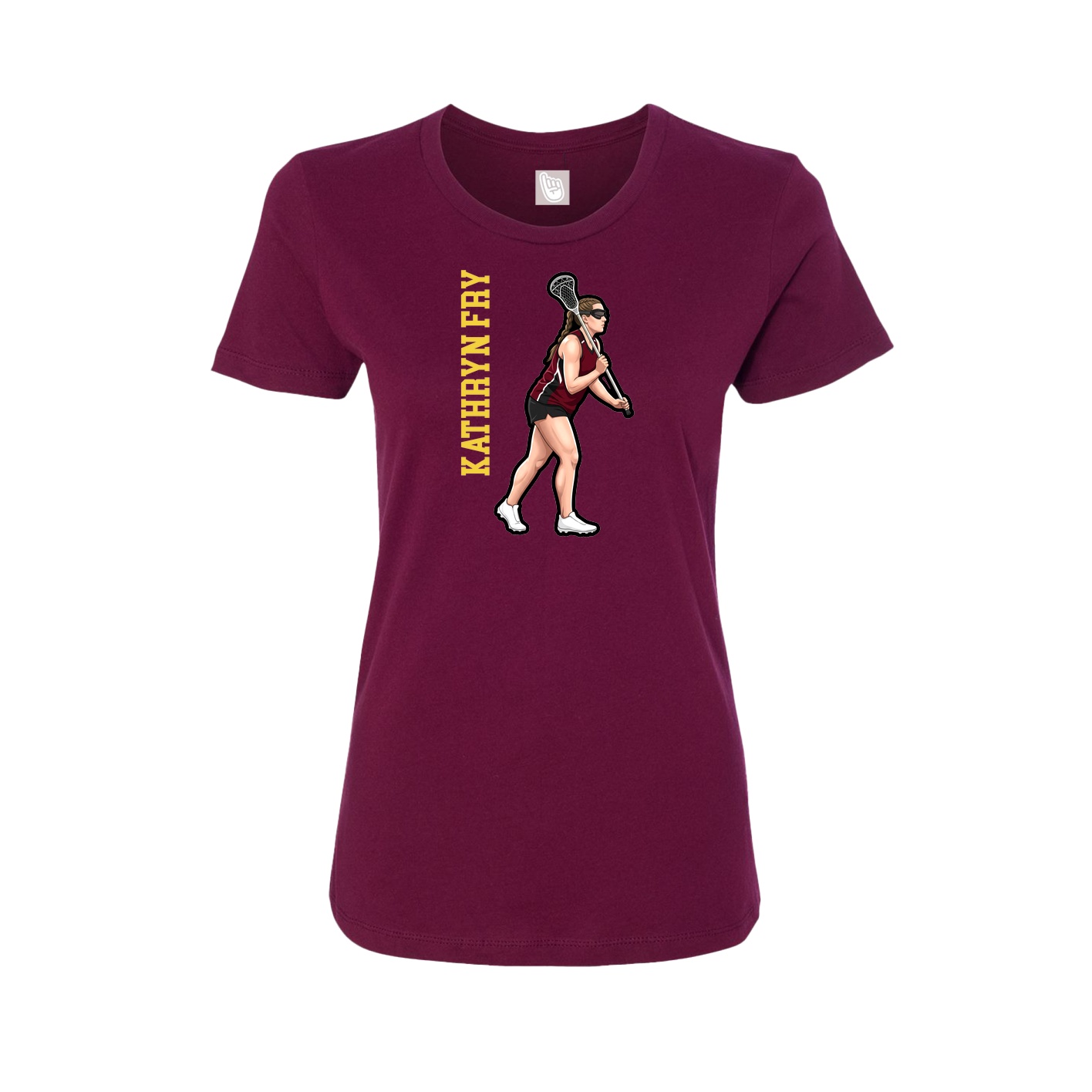 Womens Tee — Name Vertical in Maroon