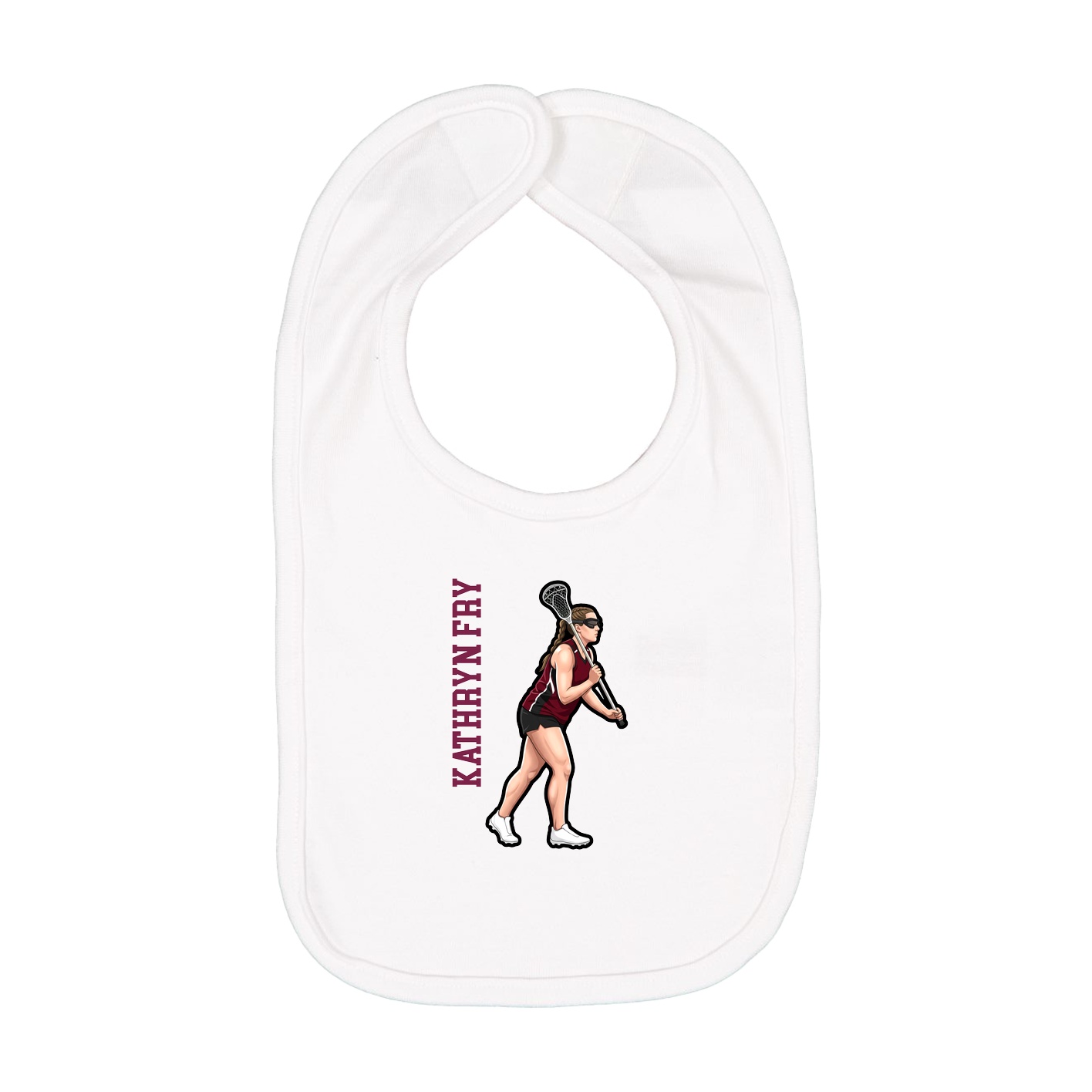 Infant Bib — Name Vertical in White