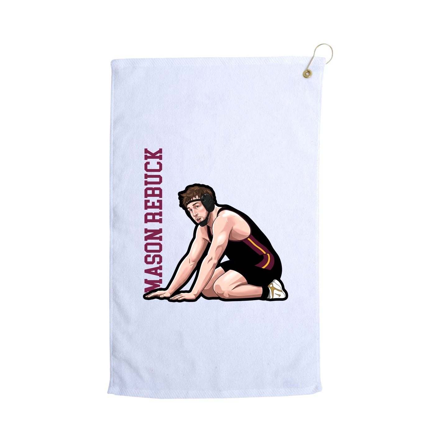 Golf Towel — Name Vertical in White