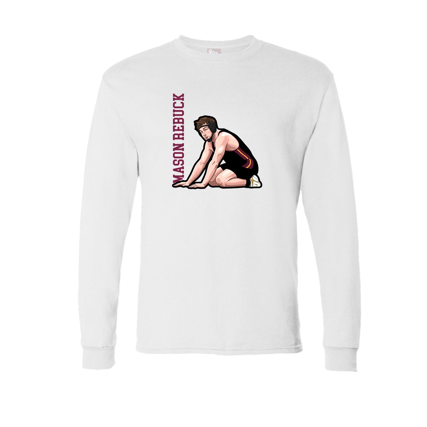 Long Sleeve Tee — Name Vertical in White