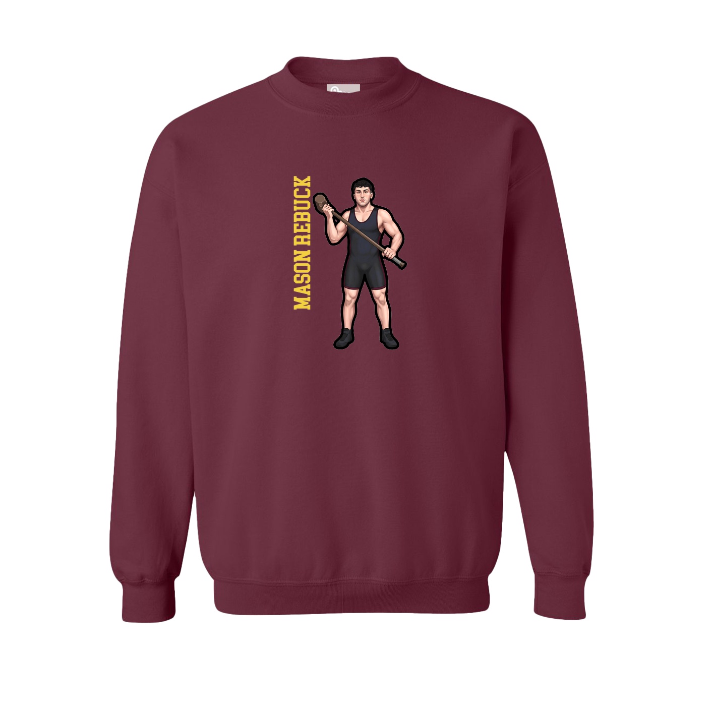 Fleece Crew — Name Vertical in Maroon
