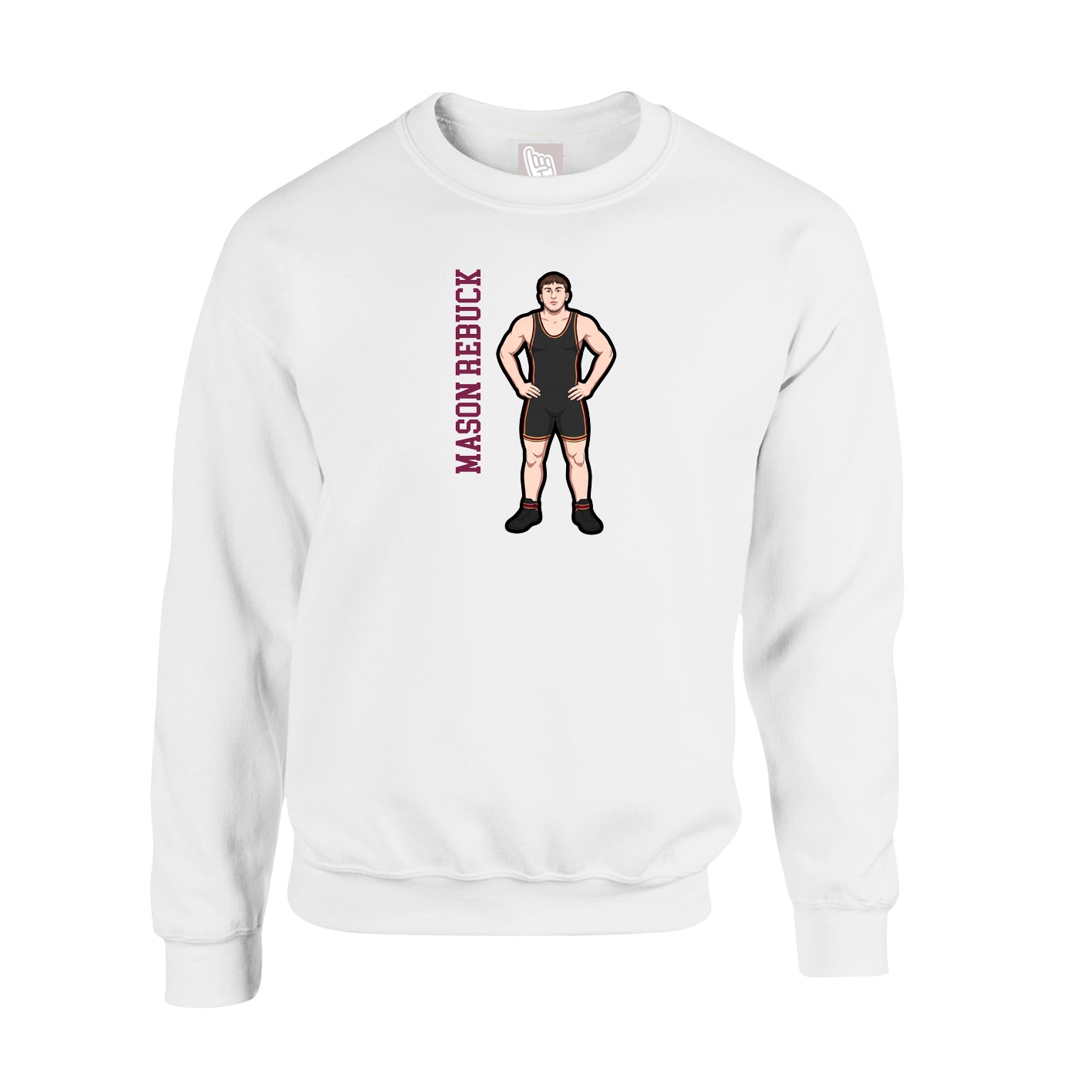 Fleece Crew — Name Vertical in White