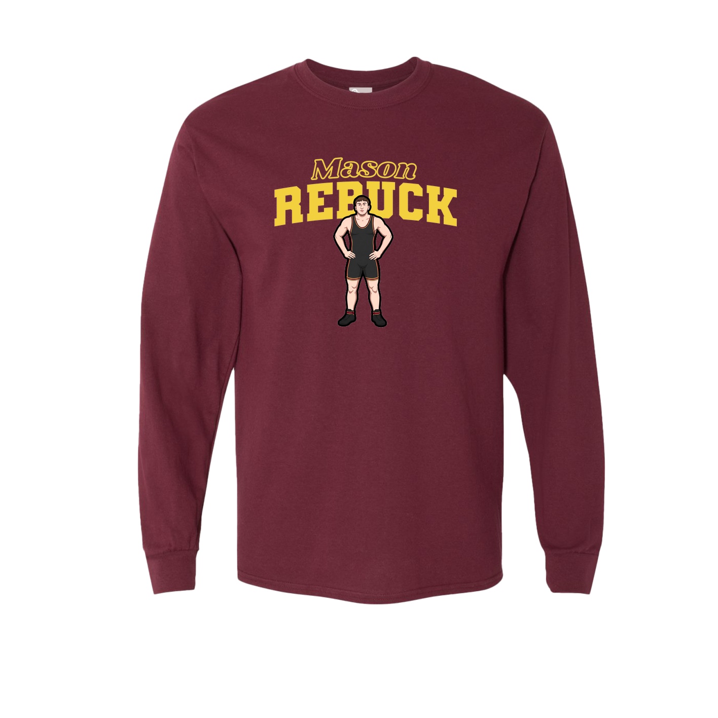 Long Sleeve Tee — Name Arch in Maroon