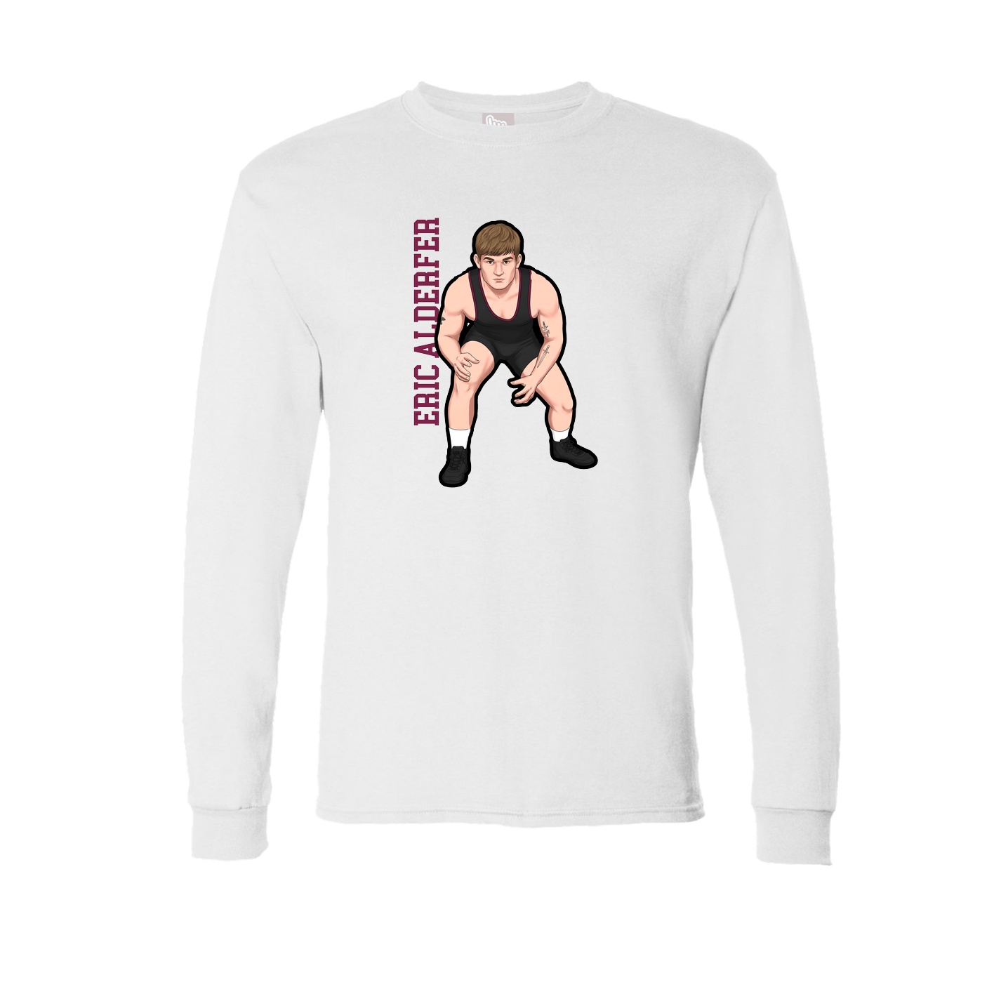 Long Sleeve Tee — Name Vertical in White