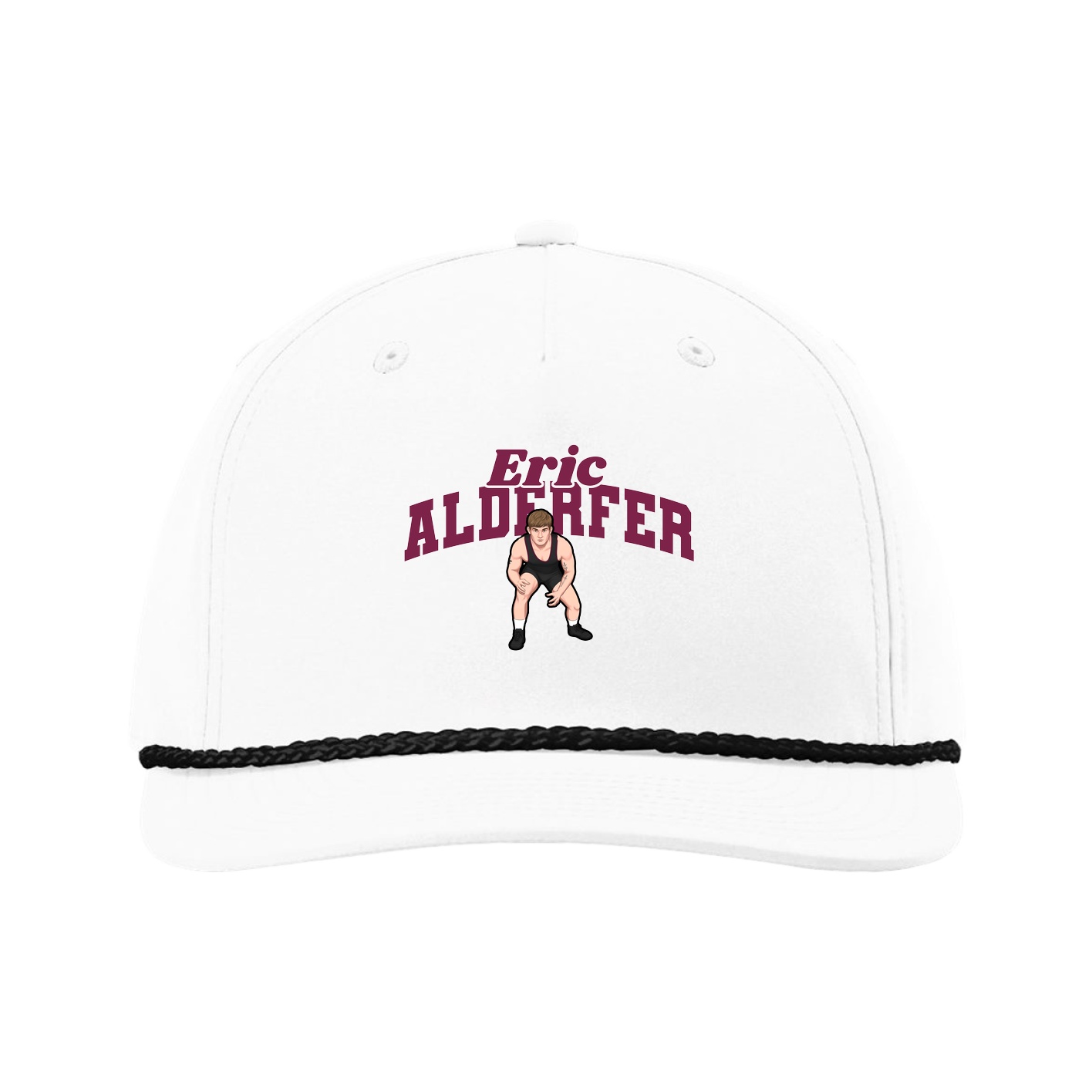 Five-Panel Classic Rope Cap — Signature Arch in White