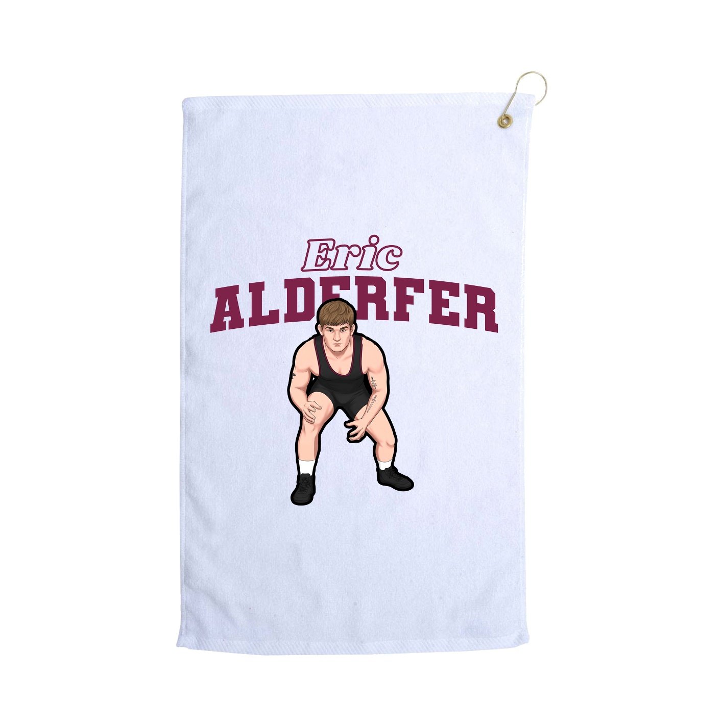 Golf Towel — Name Arch in White