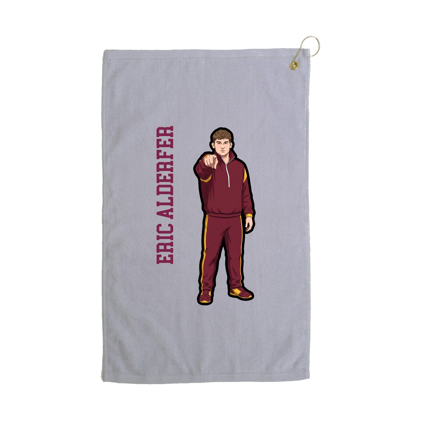 Golf Towel — Name Vertical in Grey