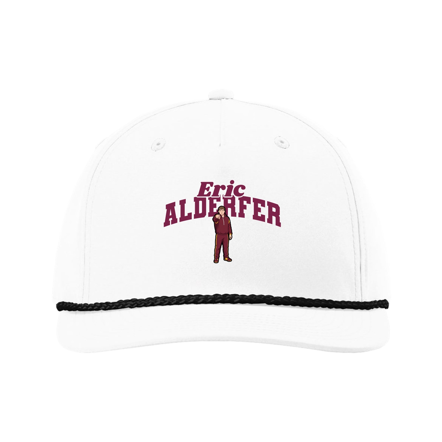 Five-Panel Classic Rope Cap — Signature Arch in White