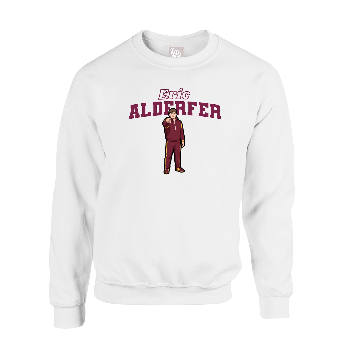 Fleece Crew — Name Arch in White