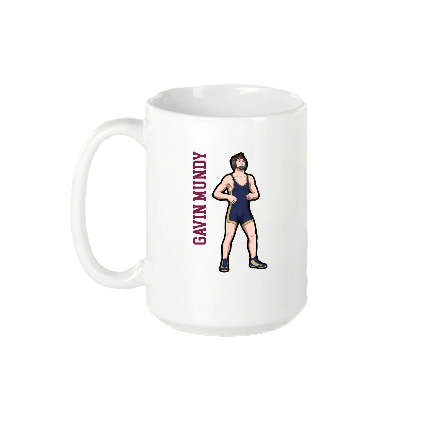 15oz Coffee Mug — Name Vertical in White