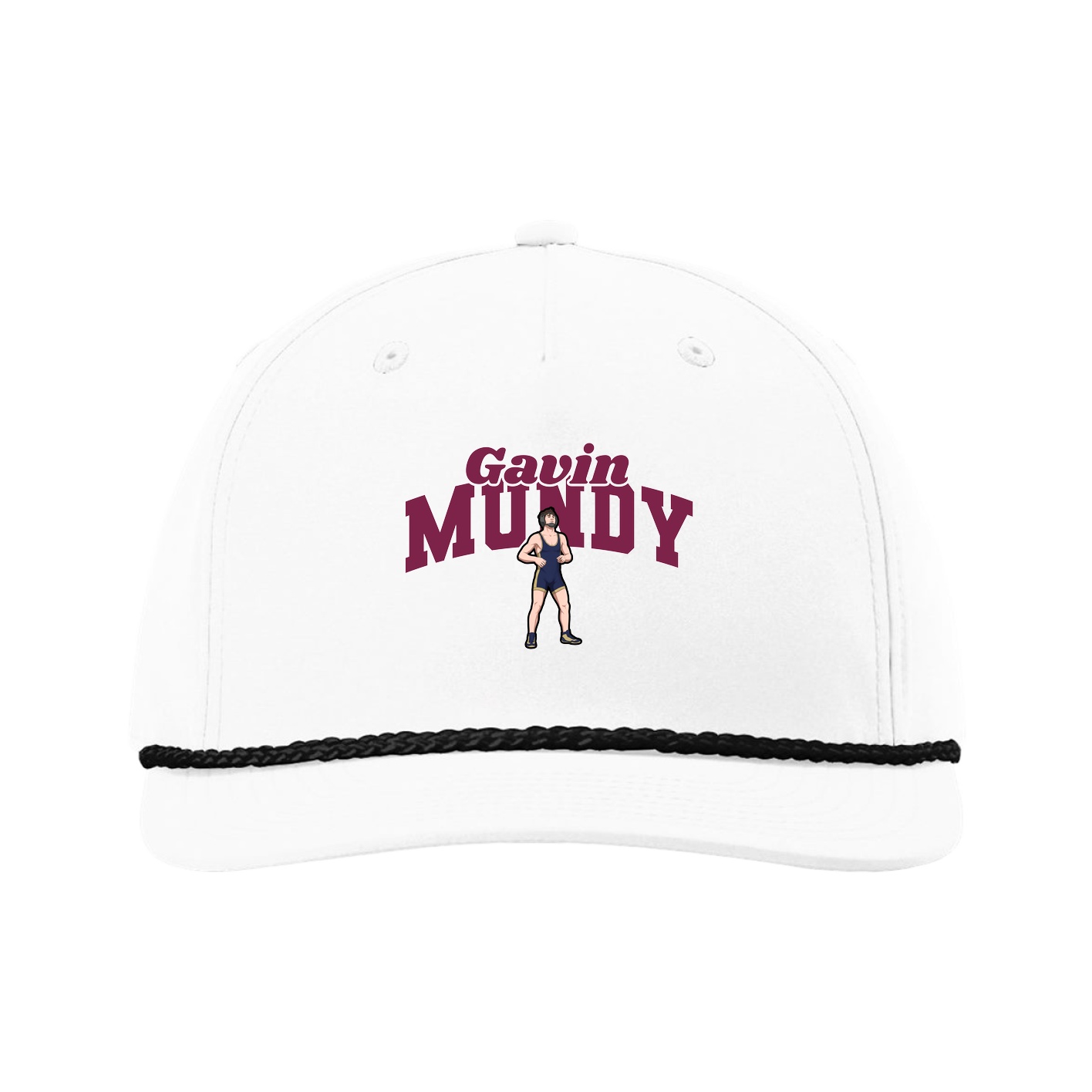 Five-Panel Classic Rope Cap — Signature Arch in White
