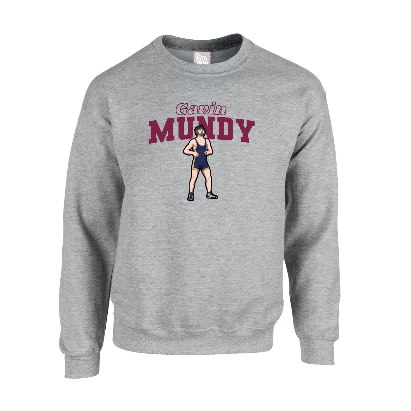 Fleece Crew — Name Arch in Grey