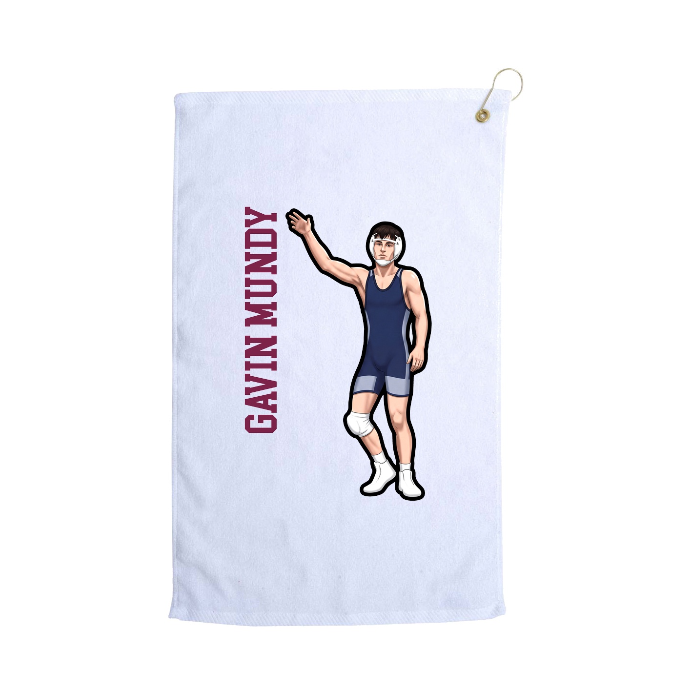 Golf Towel — Name Vertical in White