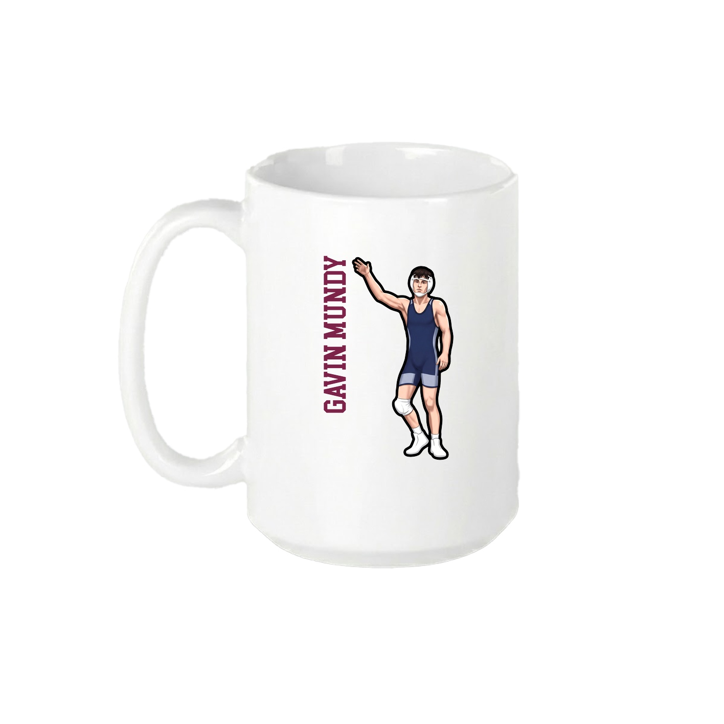 15oz Coffee Mug — Name Vertical in White