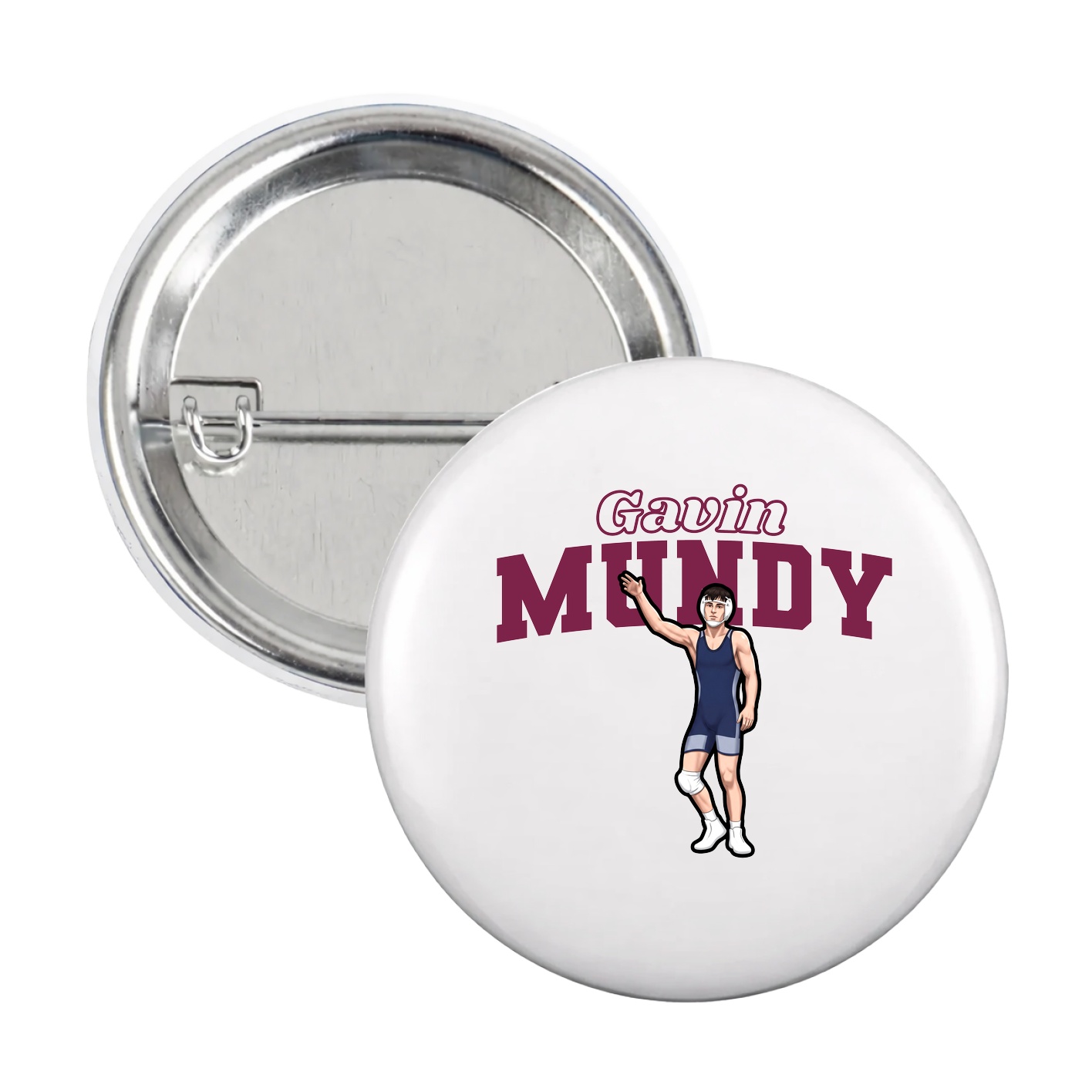 Game Day Button — Name Arch in White