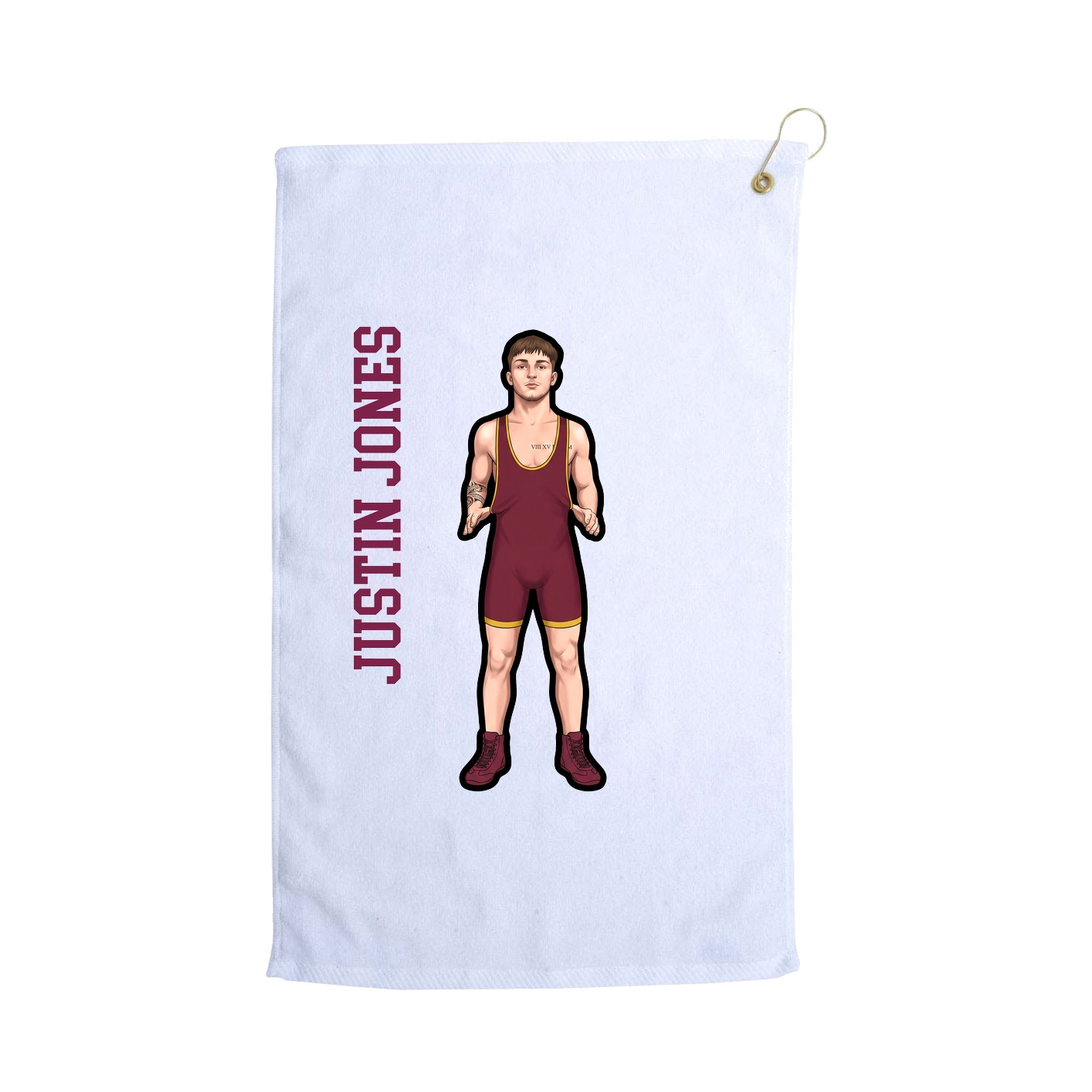 Golf Towel — Name Vertical in White
