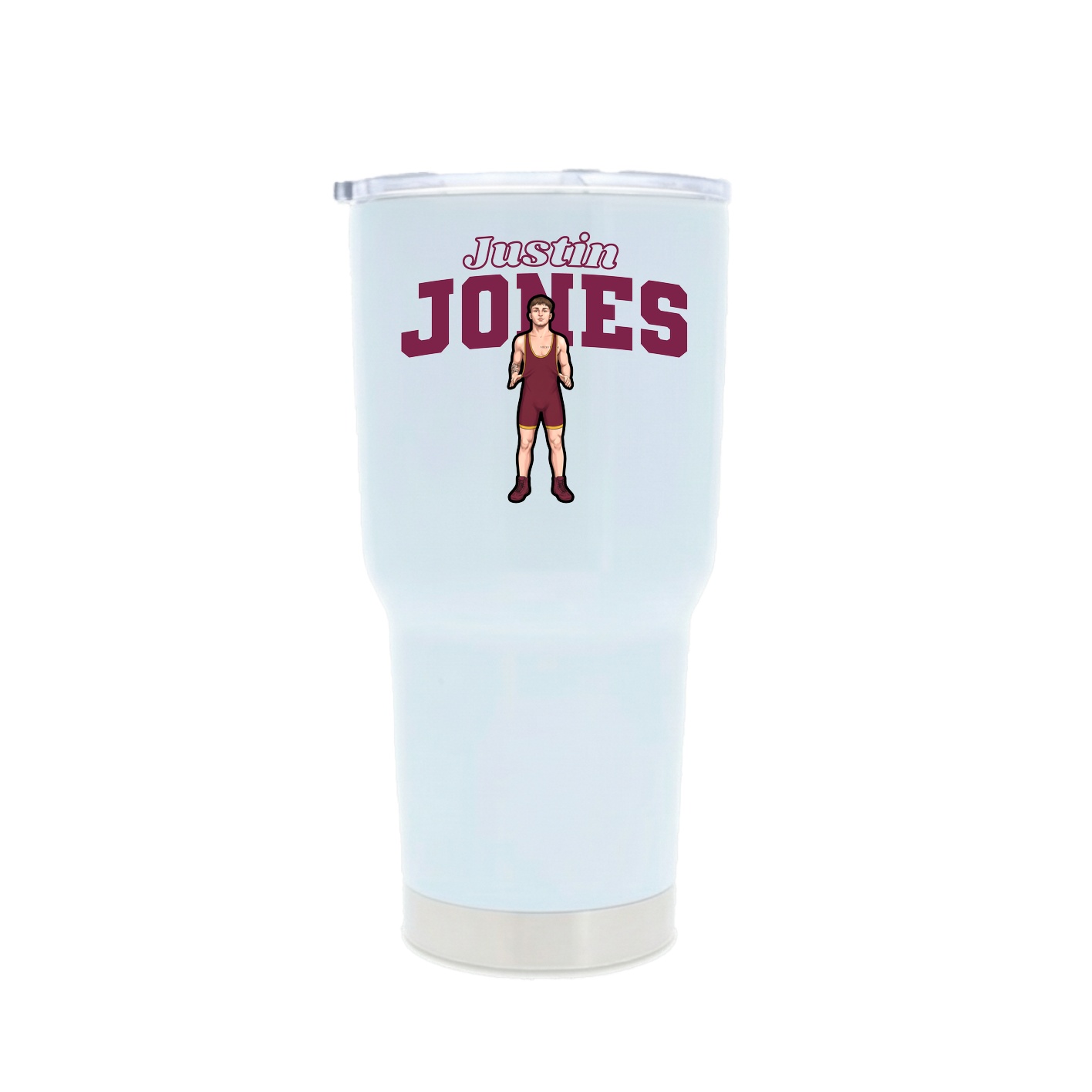 30oz Stainless Steel Tumbler — Name Arch in White