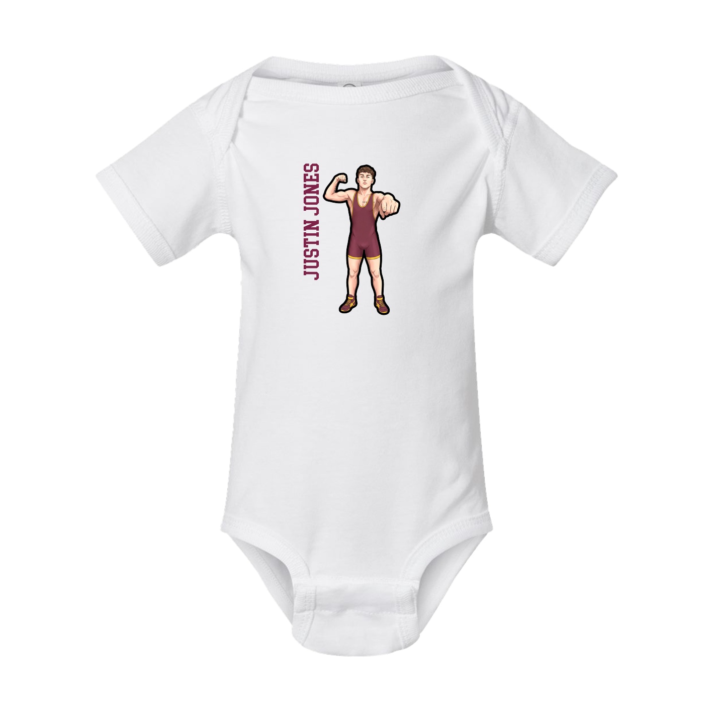 Baby Onesie — Name Vertical in White