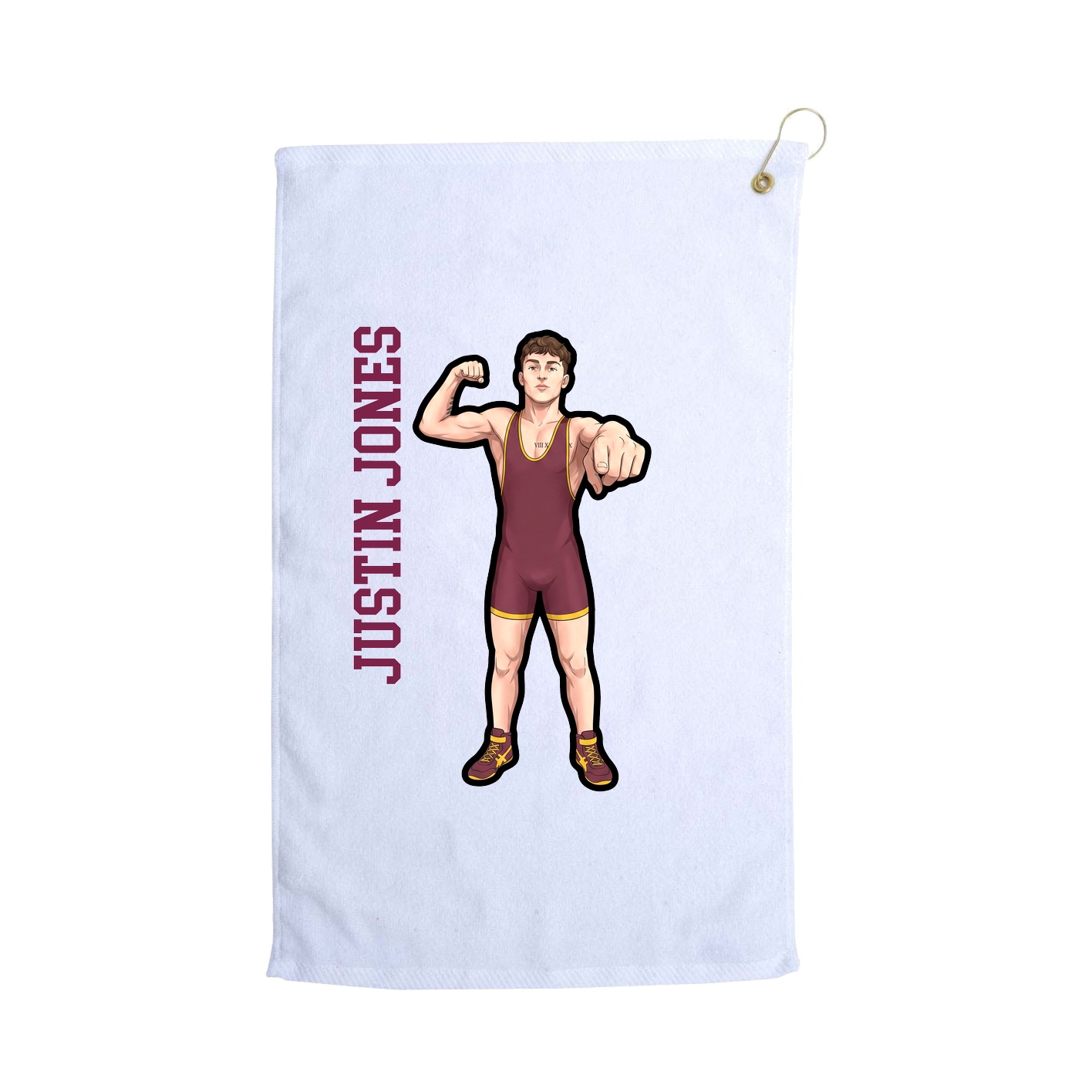 Golf Towel — Name Vertical in White