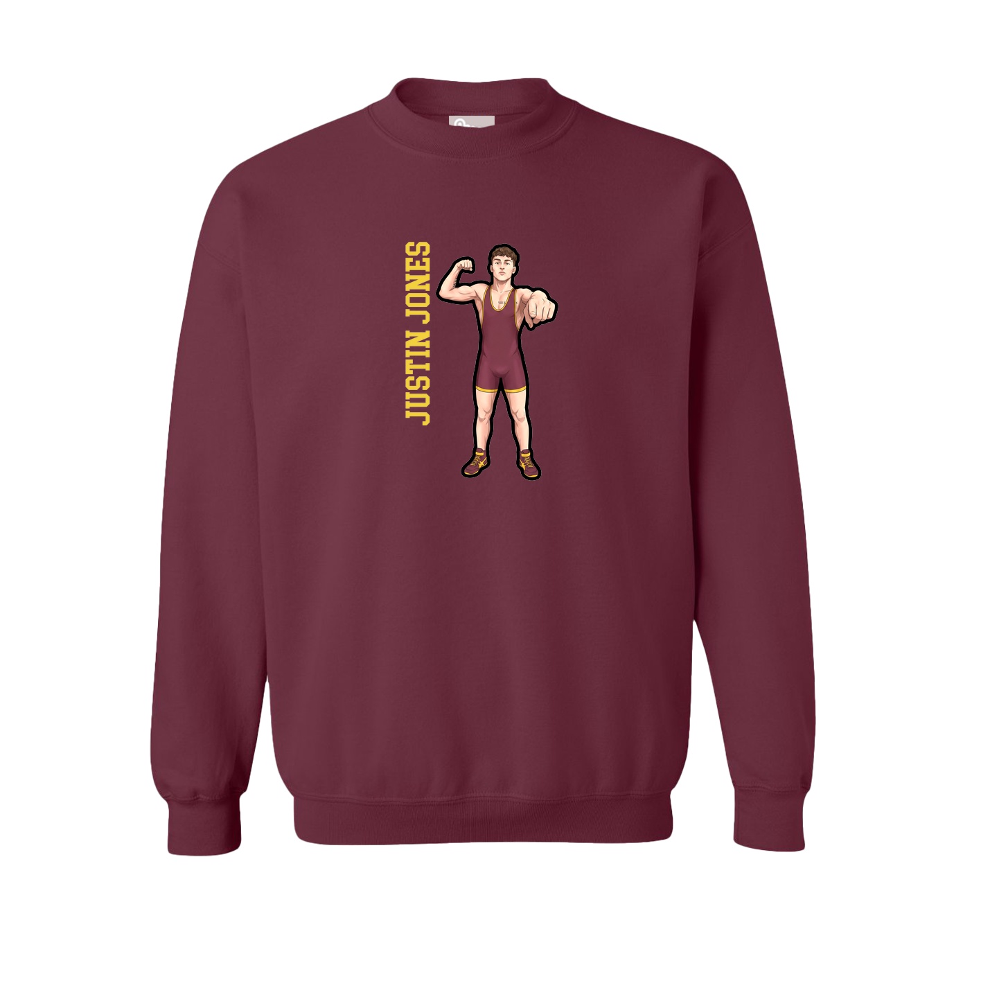 Fleece Crew — Name Vertical in Maroon