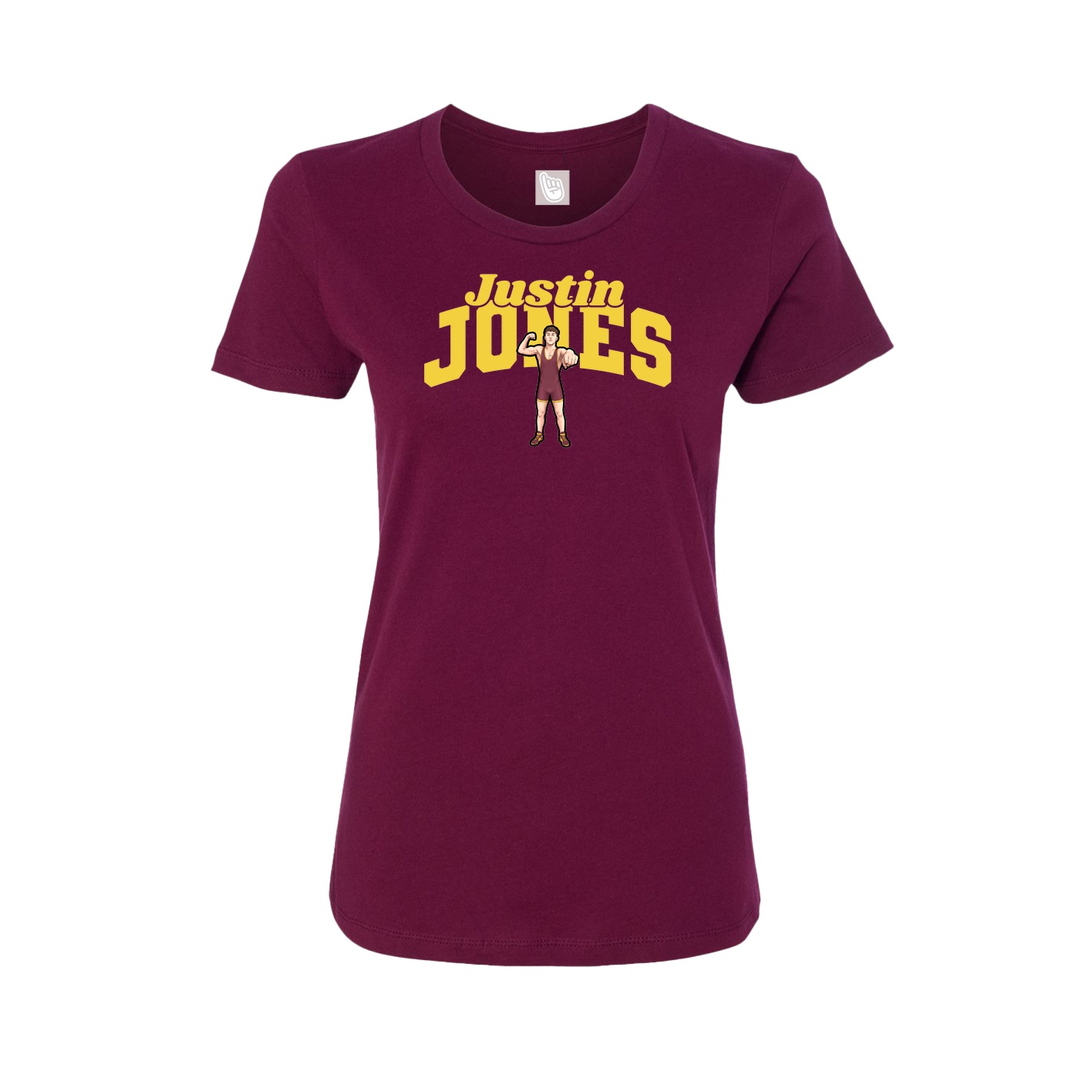 Fitted Women's Tee — Signature Arch in Maroon