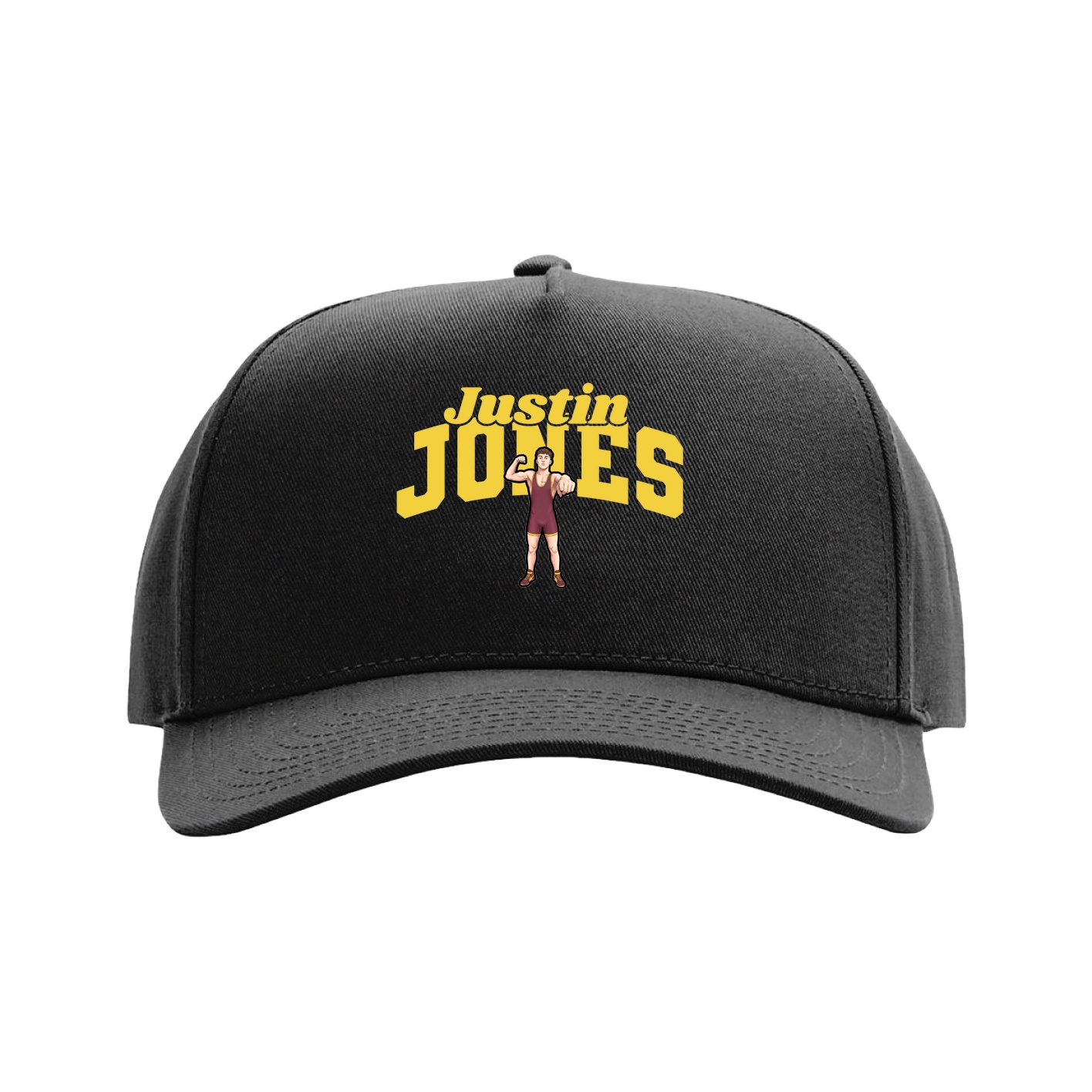 Full Fabric Five-Panel Champ Cap — Signature Arch in Black