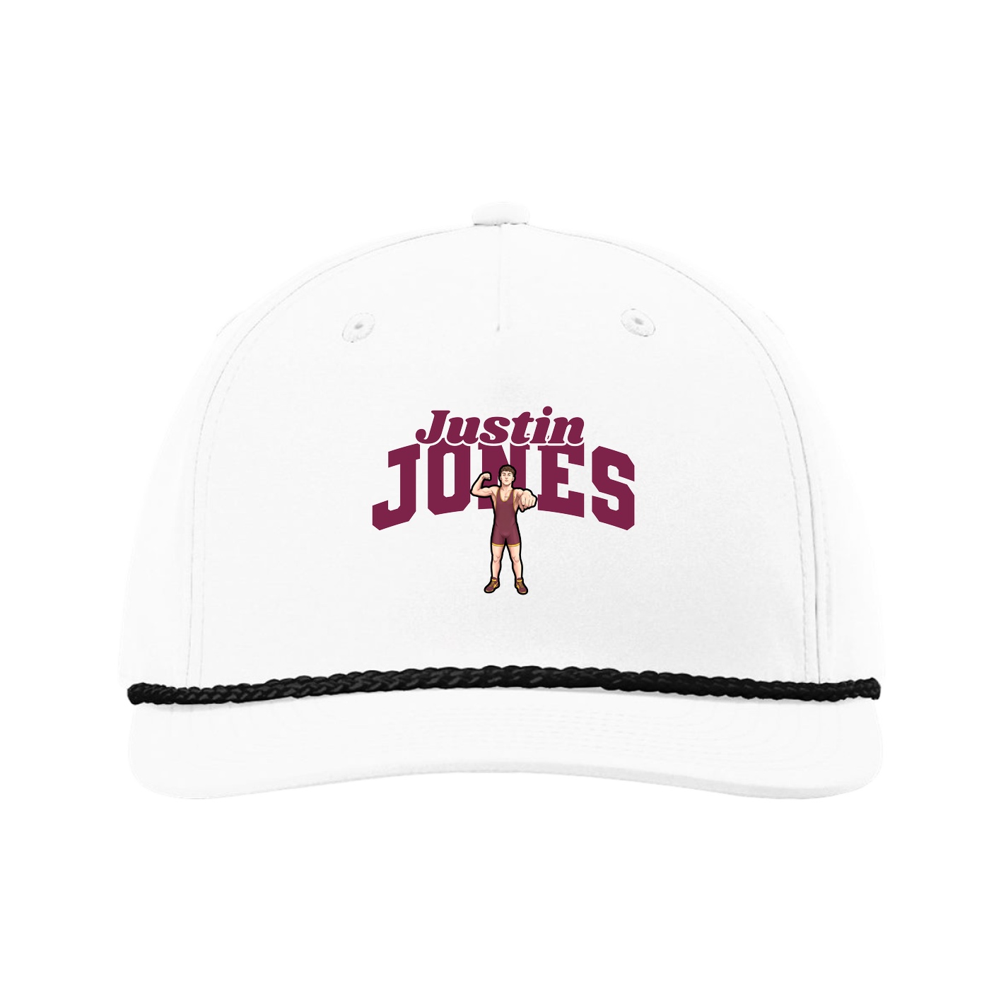 Five-Panel Classic Rope Cap — Signature Arch in White