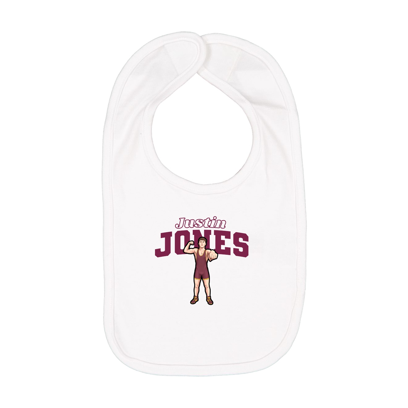 Infant Bib — Name Arch in White