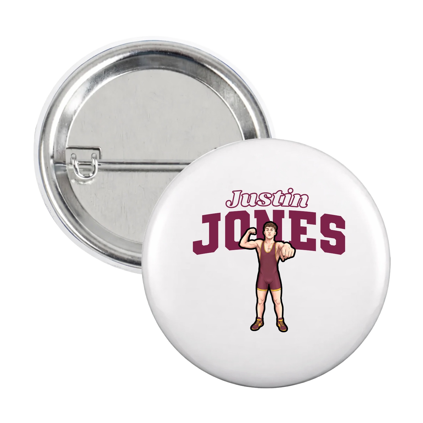 Game Day Button — Name Arch in White