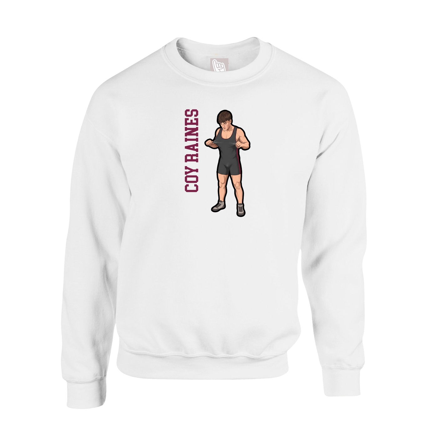 Fleece Crew — Name Vertical in White