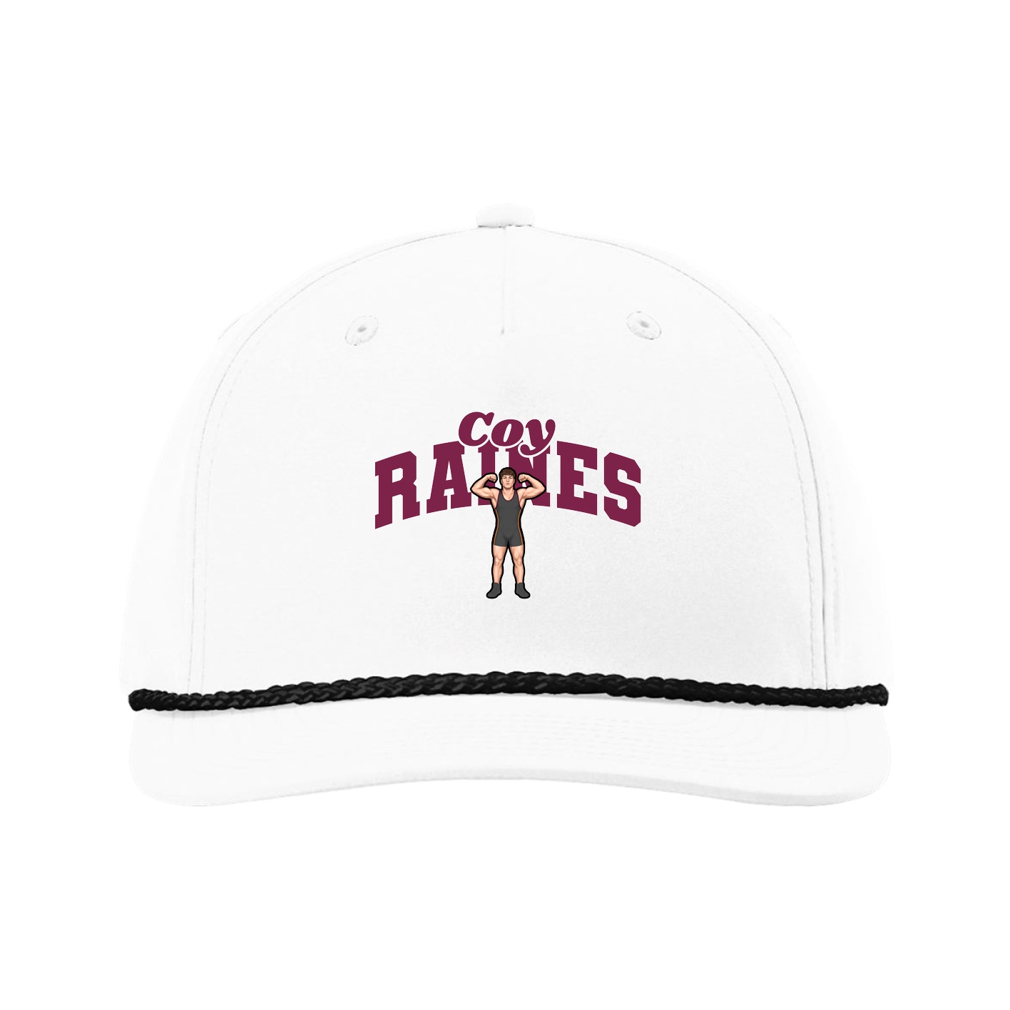 Five-Panel Classic Rope Cap — Signature Arch in White