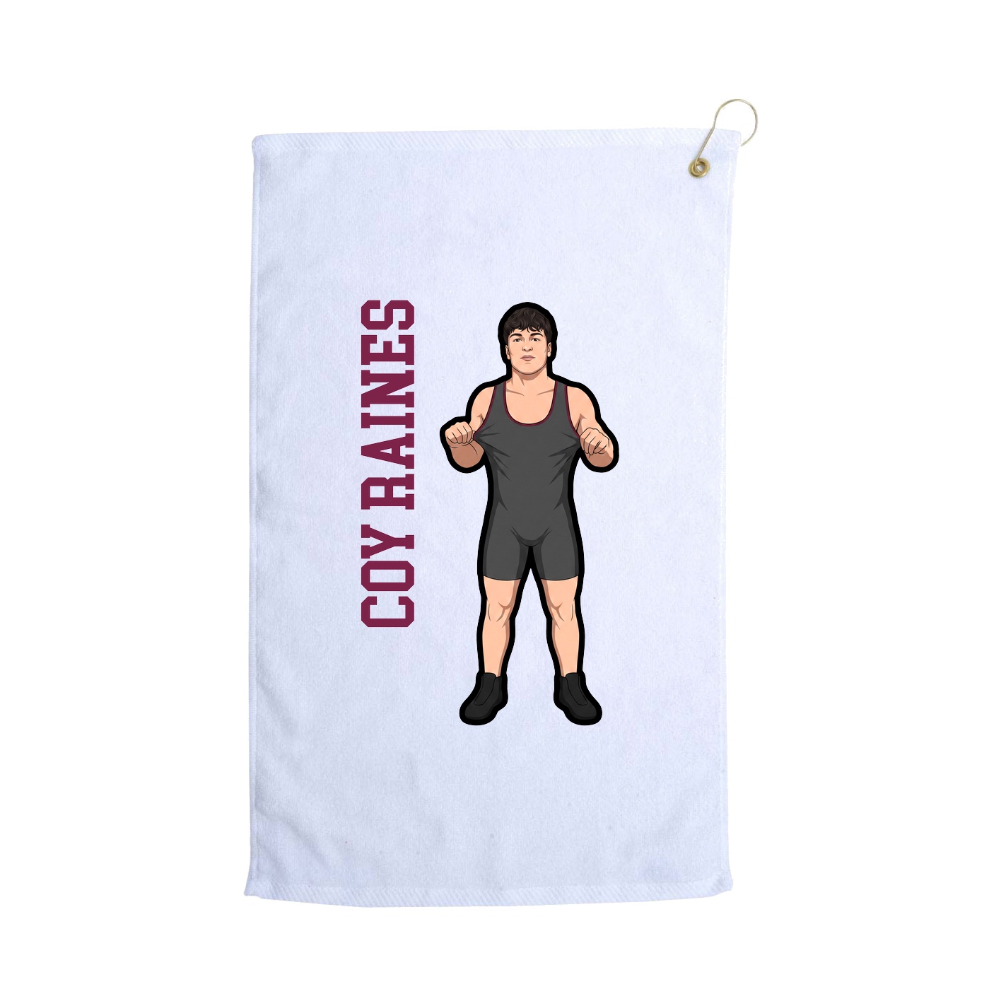 Golf Towel — Name Vertical in White
