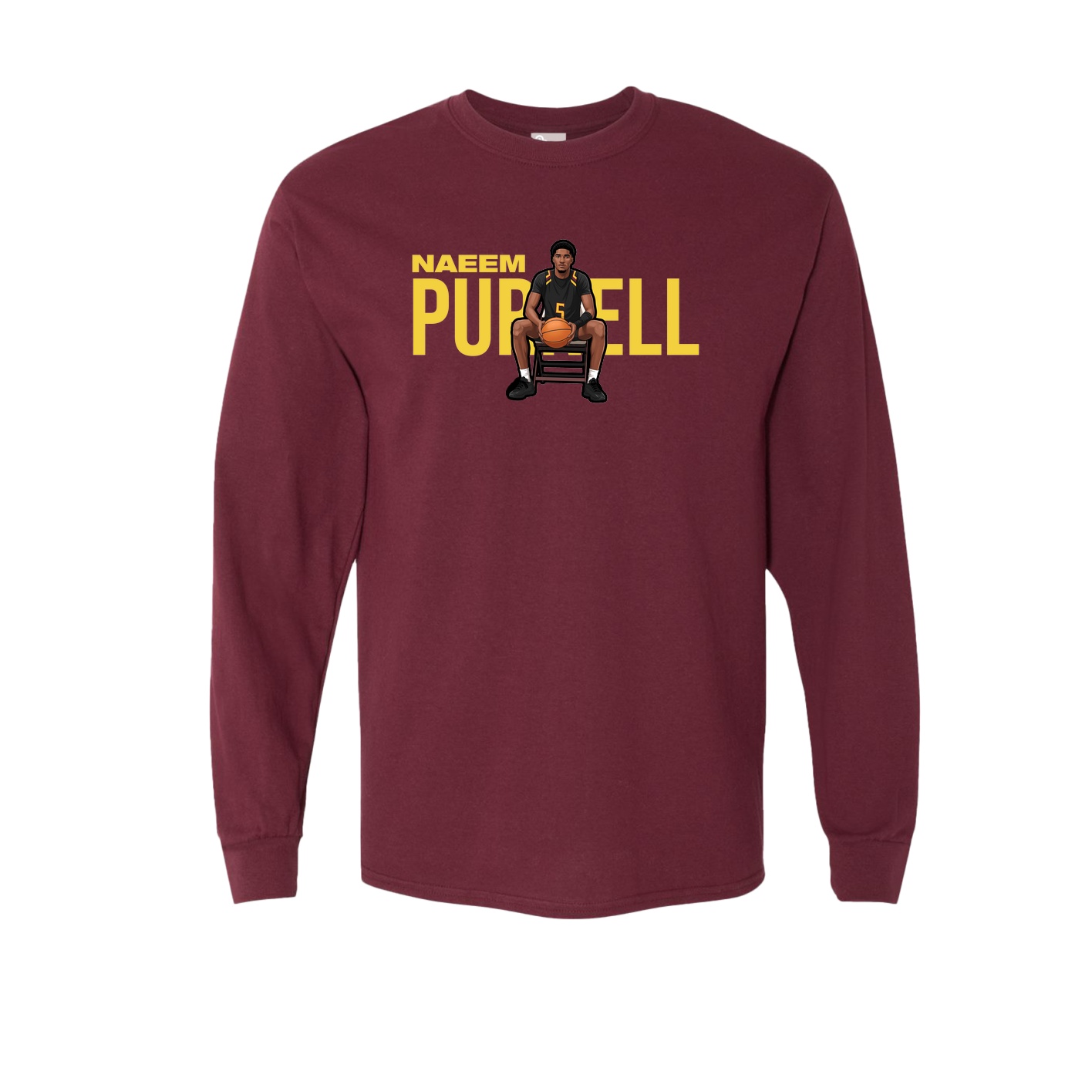 Long Sleeve Tee — Player Name in Maroon