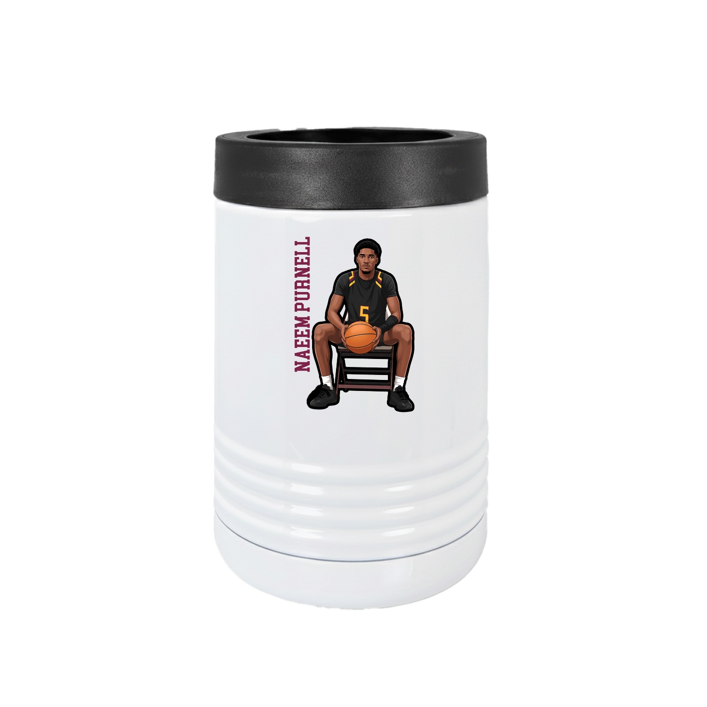 Beverage Holder — Name Vertical in White