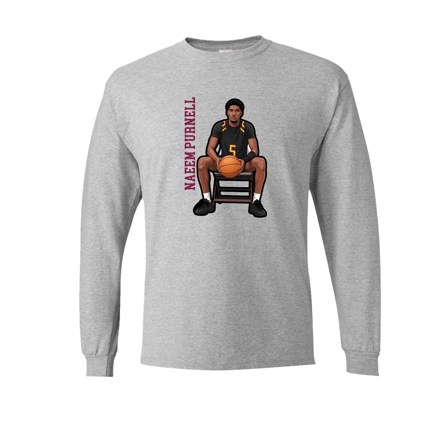 Long Sleeve Tee — Name Vertical in Grey