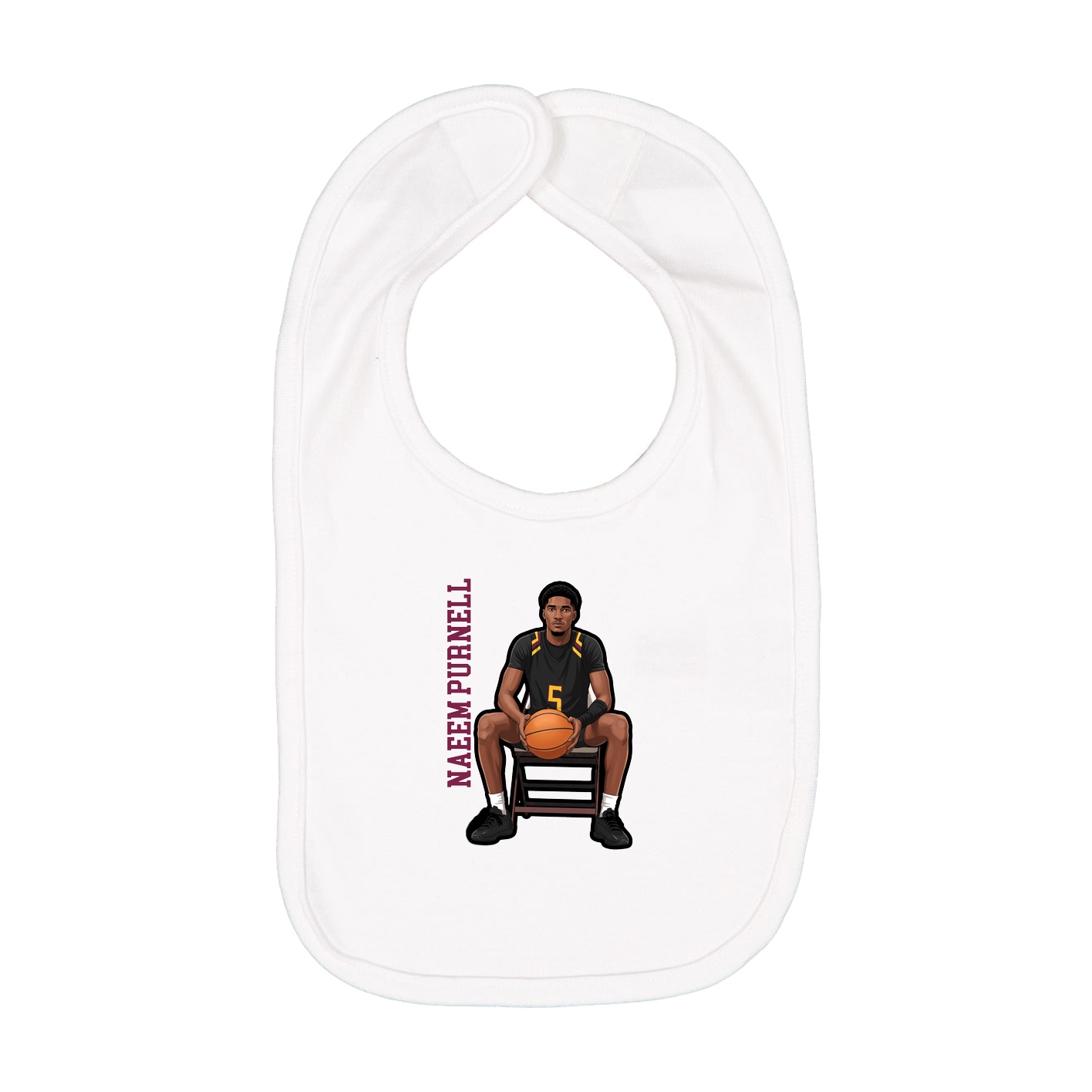 Infant Bib — Name Vertical in White