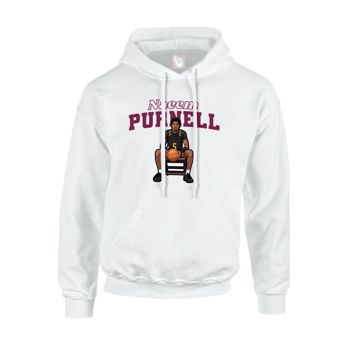 Youth Hoodie — Name Arch in White