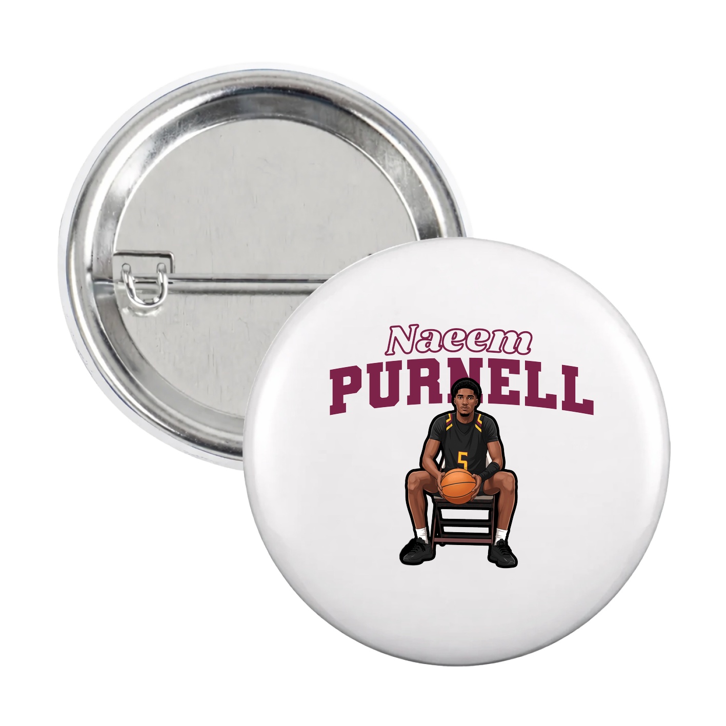 Game Day Button — Name Arch in White