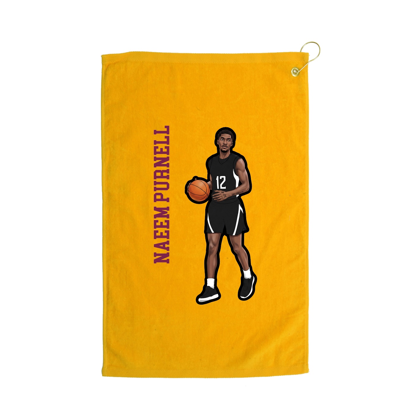 Golf Towel — Name Vertical in Gold