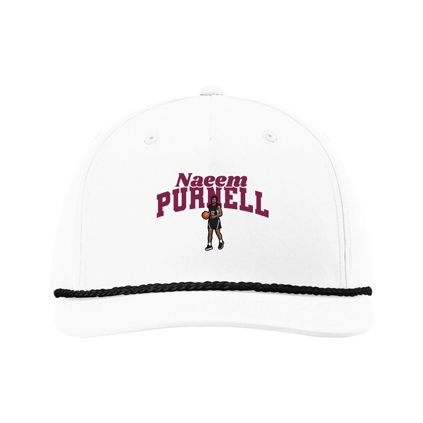 Five-Panel Classic Rope Cap — Signature Arch in White