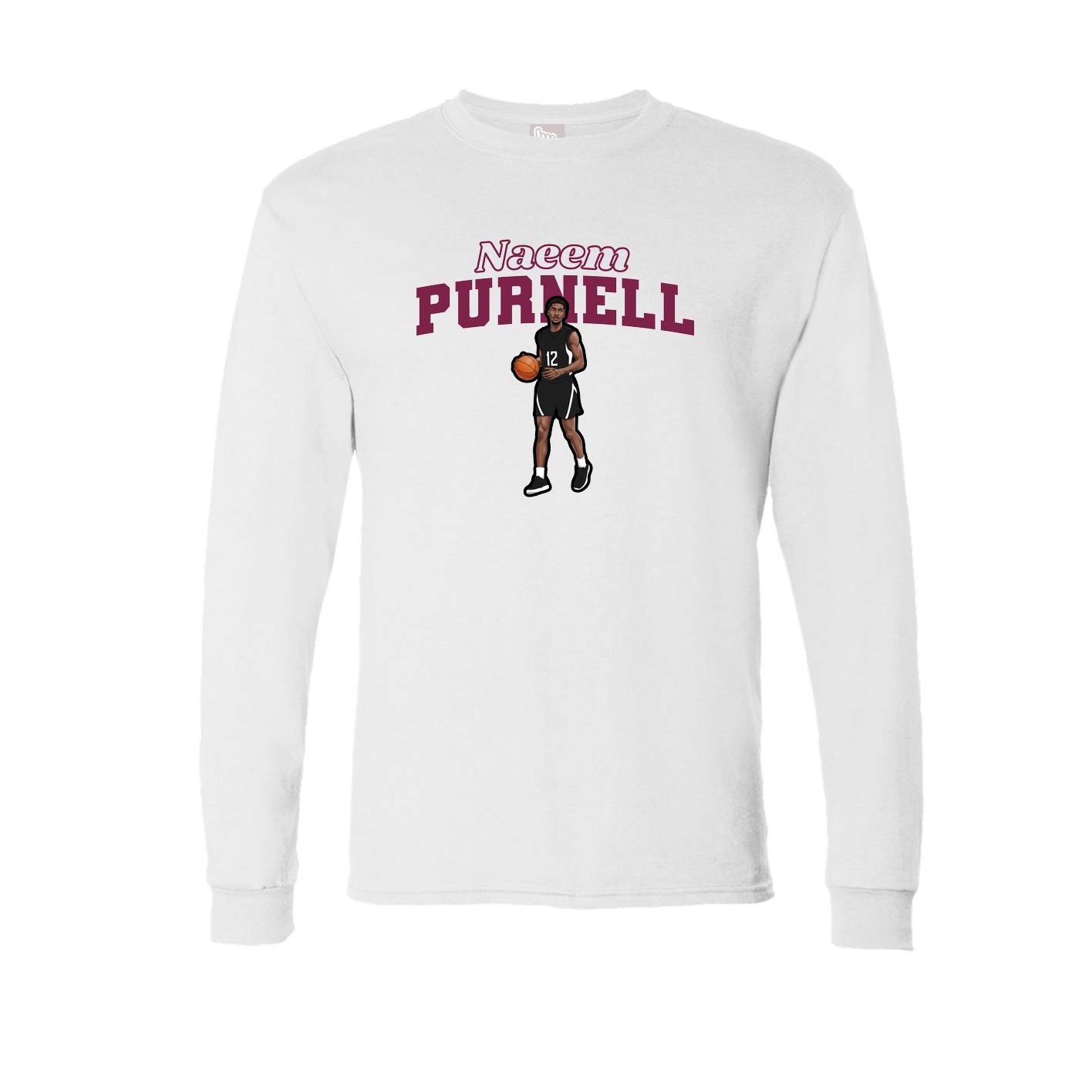 Long Sleeve Tee — Name Arch in White