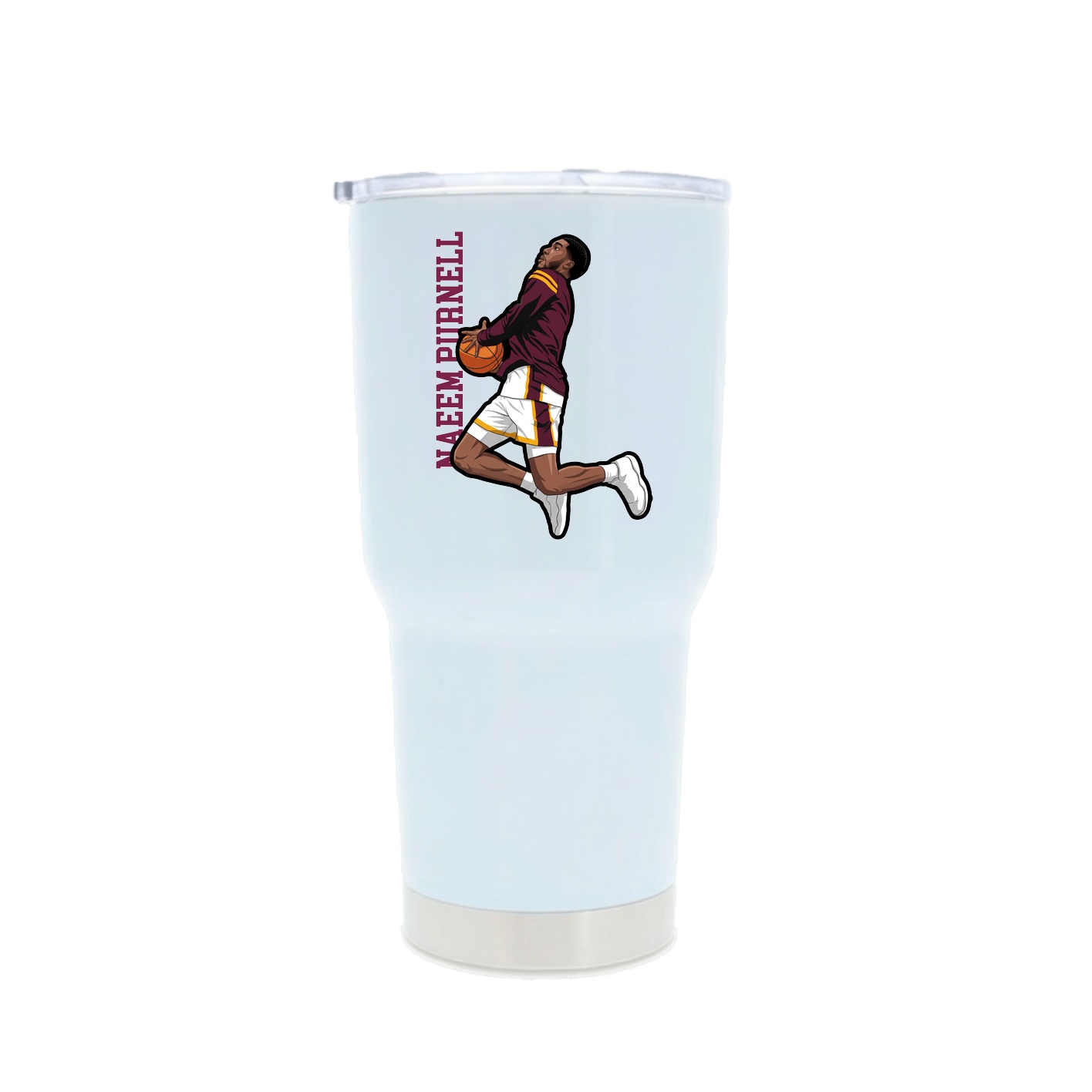 30oz Stainless Steel Tumbler — Name Vertical in White
