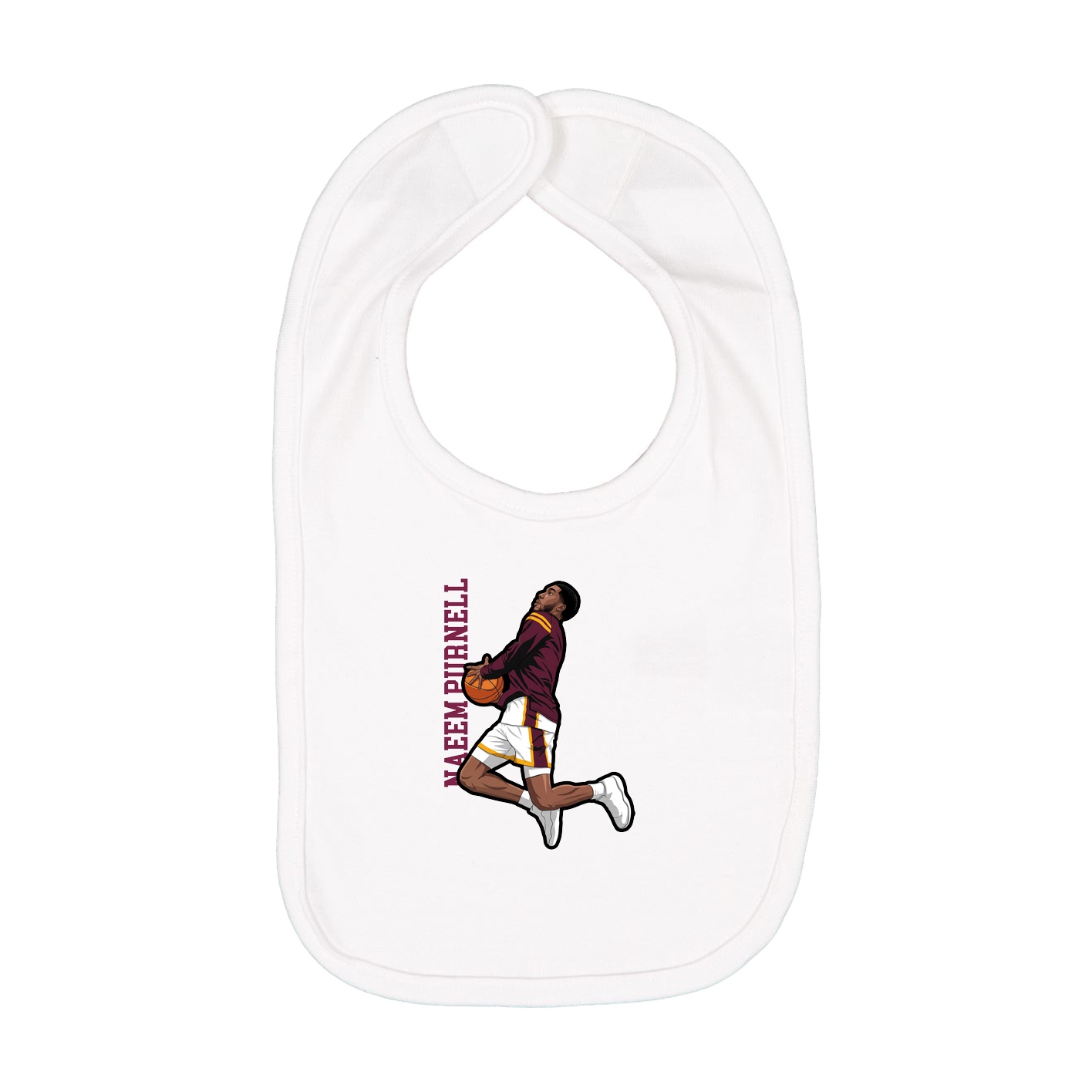 Infant Bib — Name Vertical in White