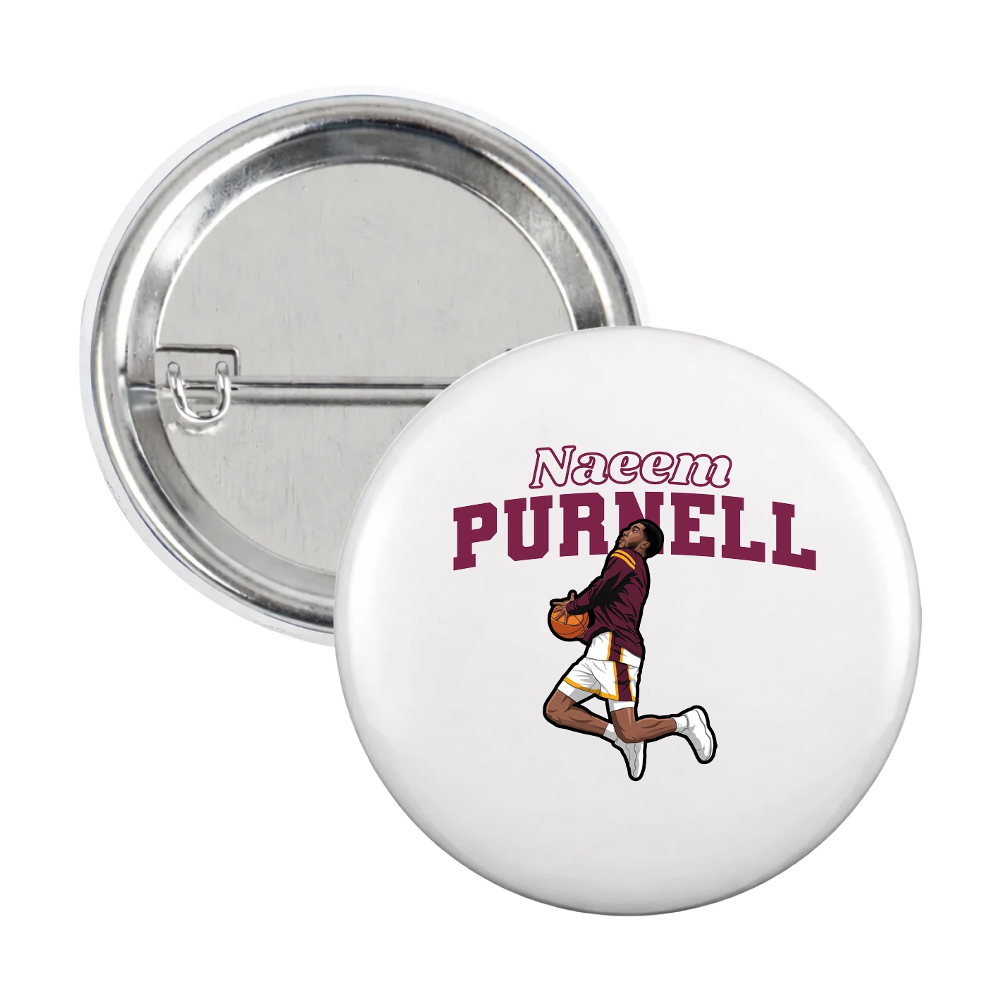 Game Day Button — Name Arch in White