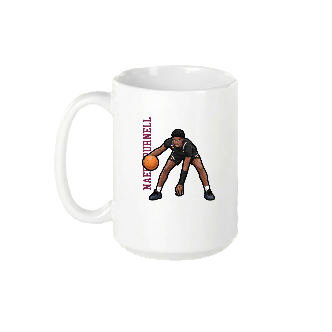 15oz Coffee Mug — Name Vertical in White