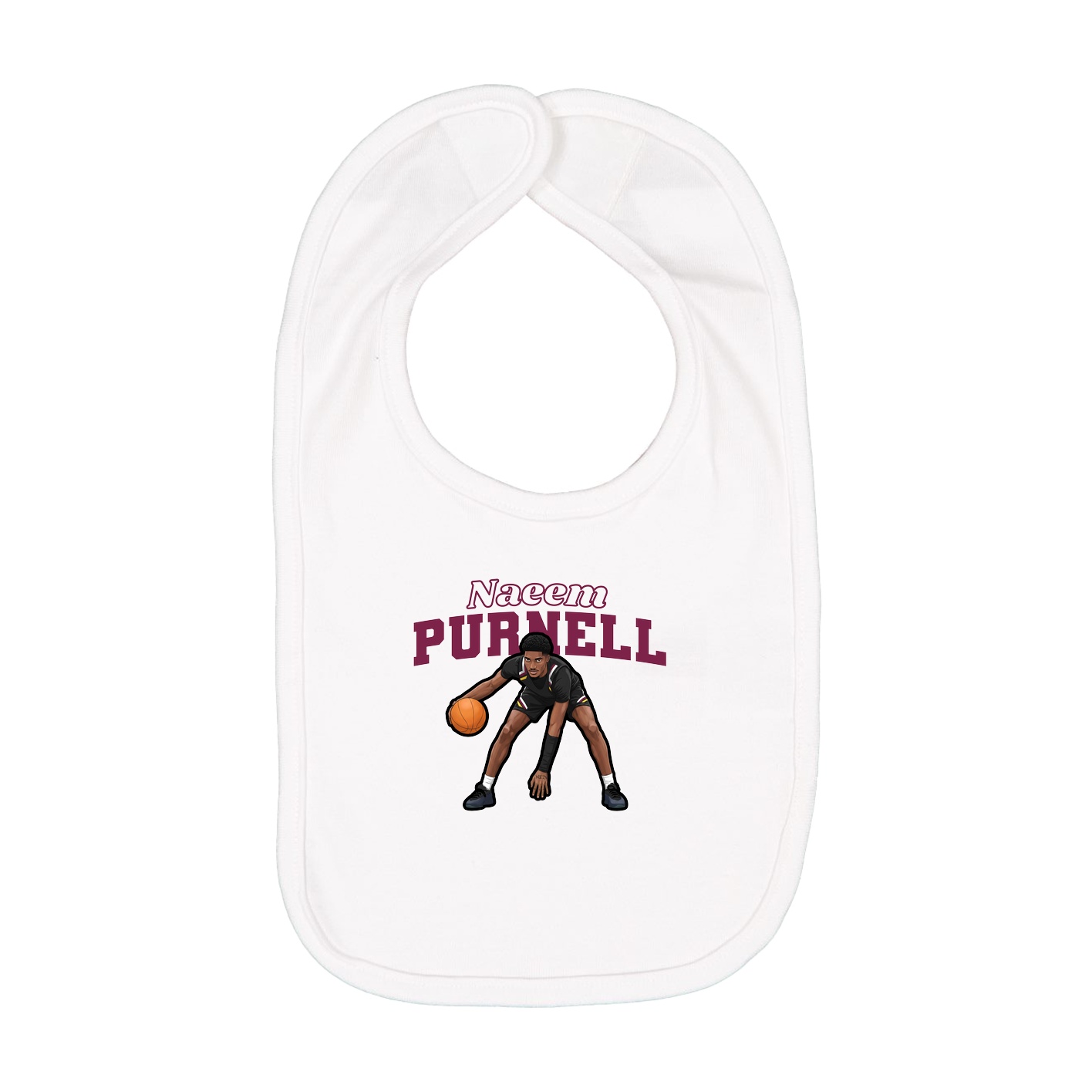 Infant Bib — Name Arch in White